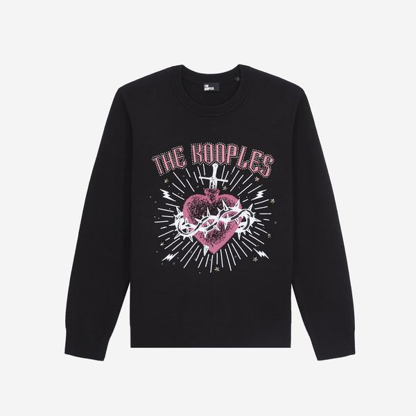 KADIN COMFORT FIT BİSİKLET YAKA BASKILI SİYAH SWEATSHIRT