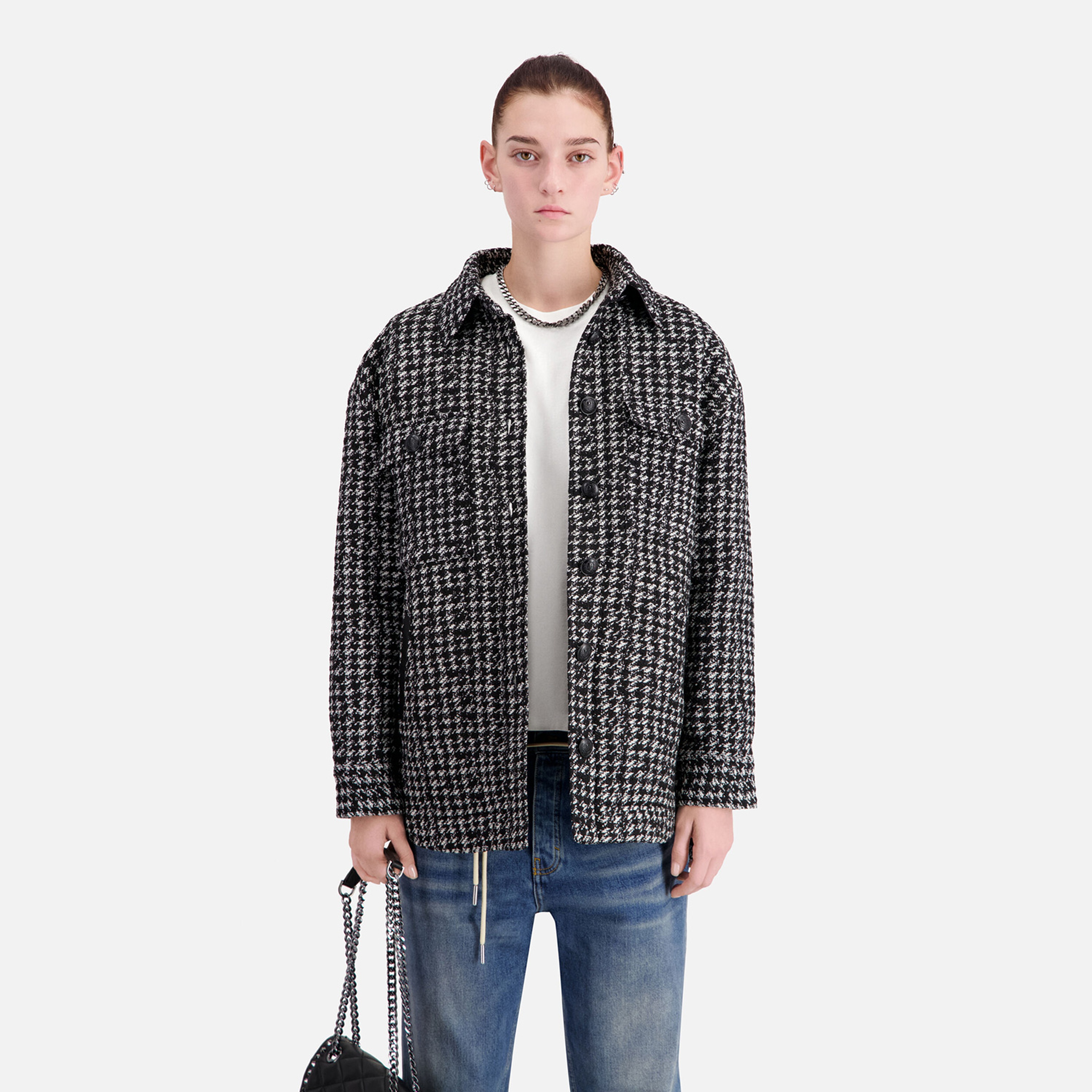 KADIN COMFORT FIT EKOSE SİYAH CEKET