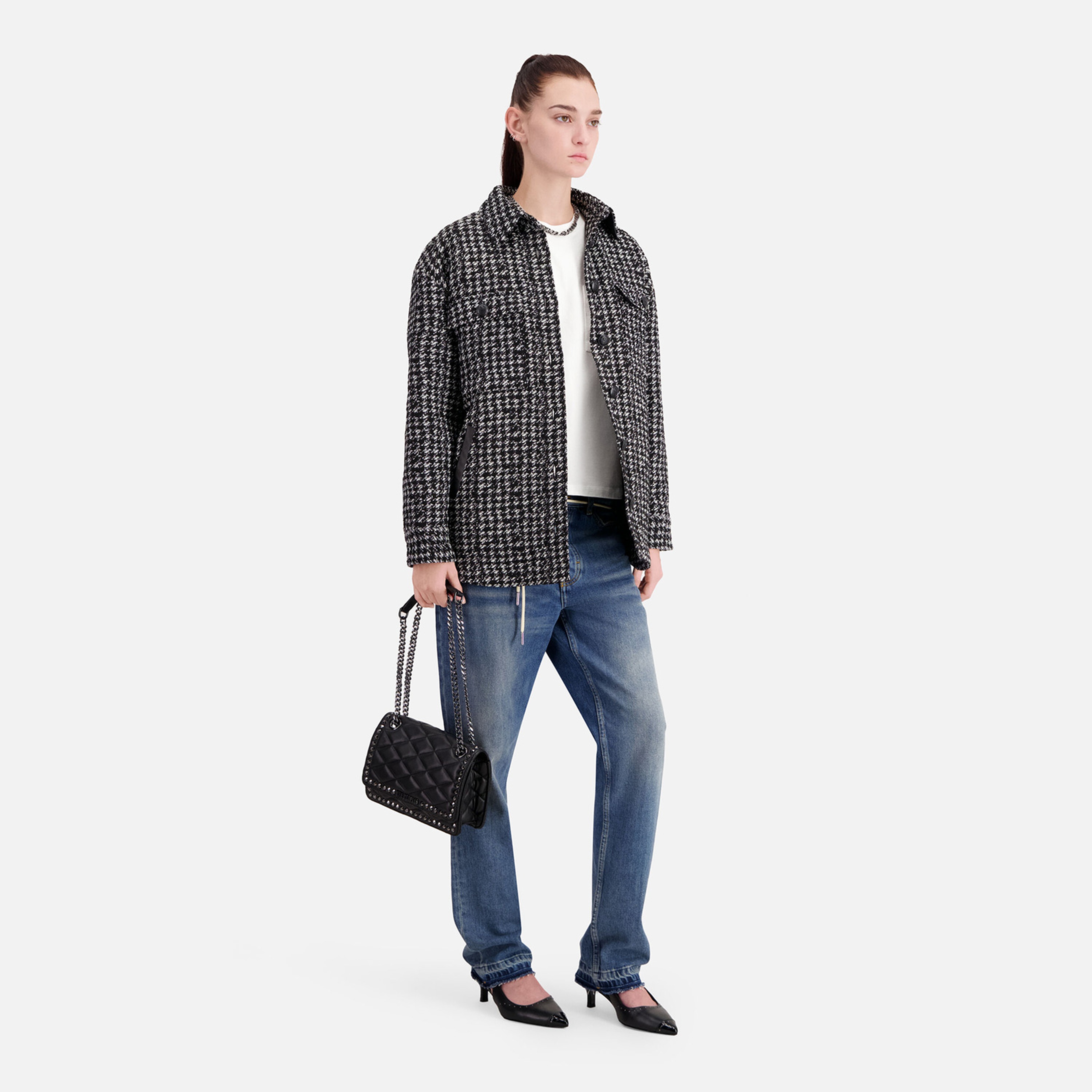 KADIN COMFORT FIT EKOSE SİYAH CEKET