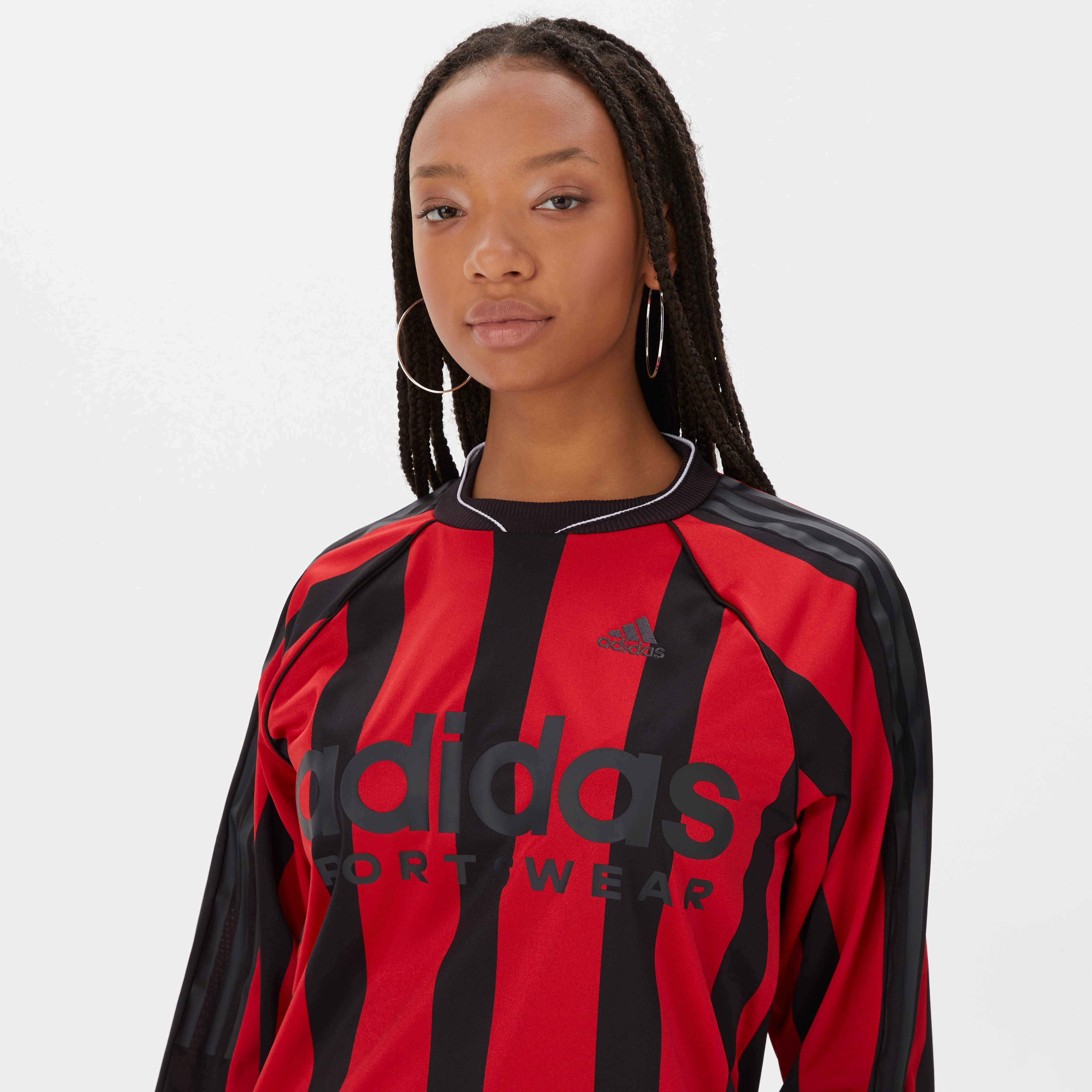 adidas Jacquard Long-Sleeve Top Kadın Kırmızı Forma