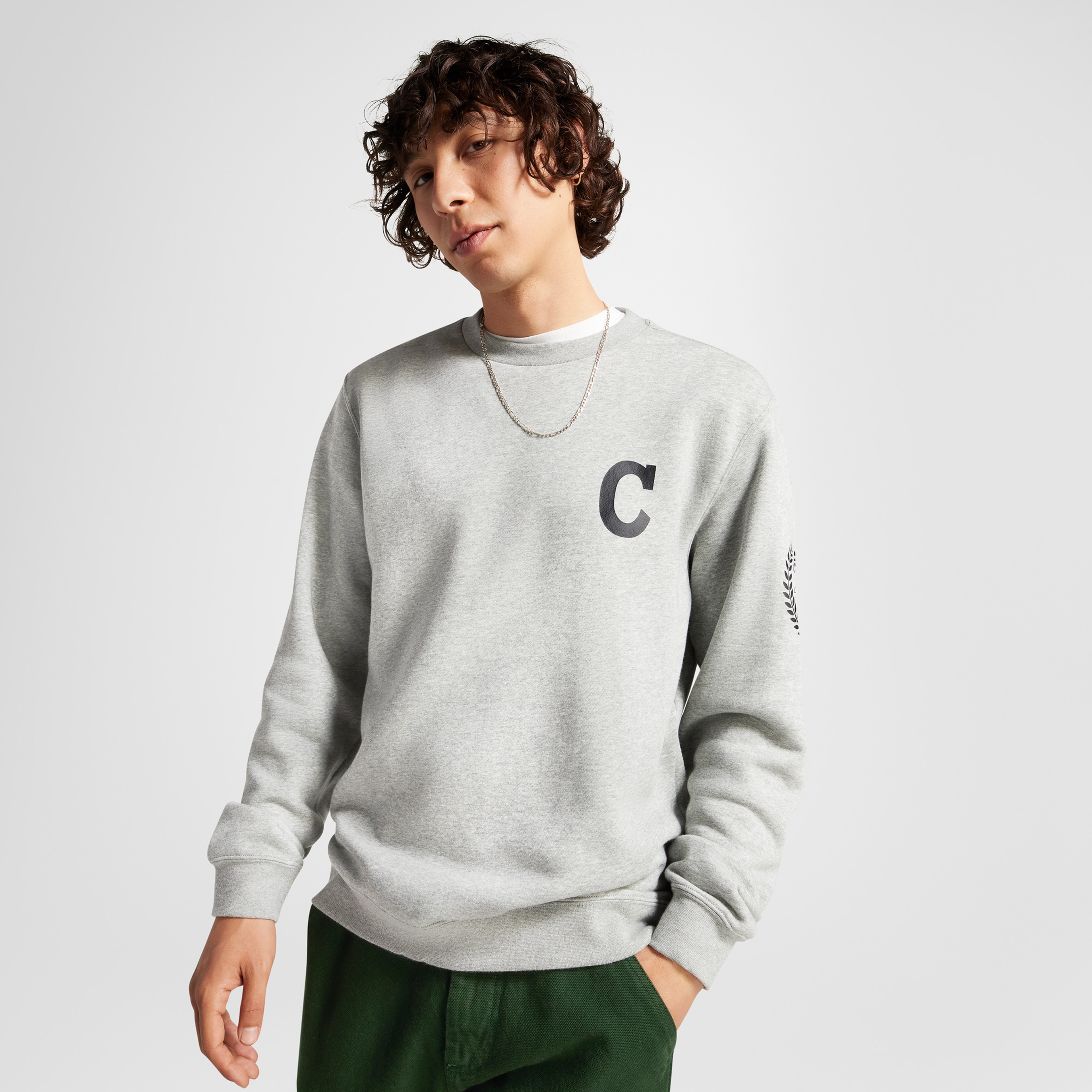 Converse Chuck Retro Graphic Crew Erkek Gri Sweatshirt