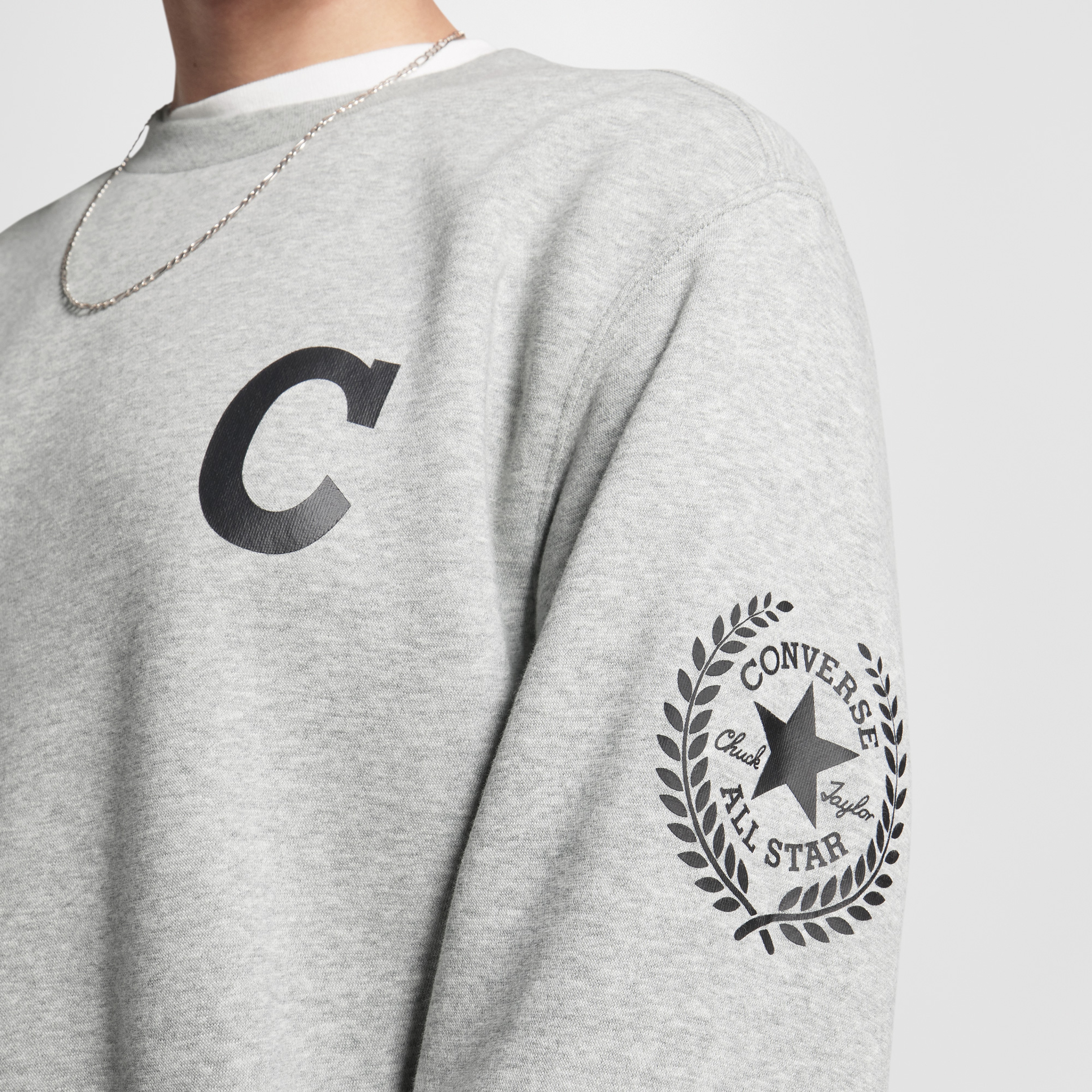 Converse Chuck Retro Graphic Crew Erkek Gri Sweatshirt