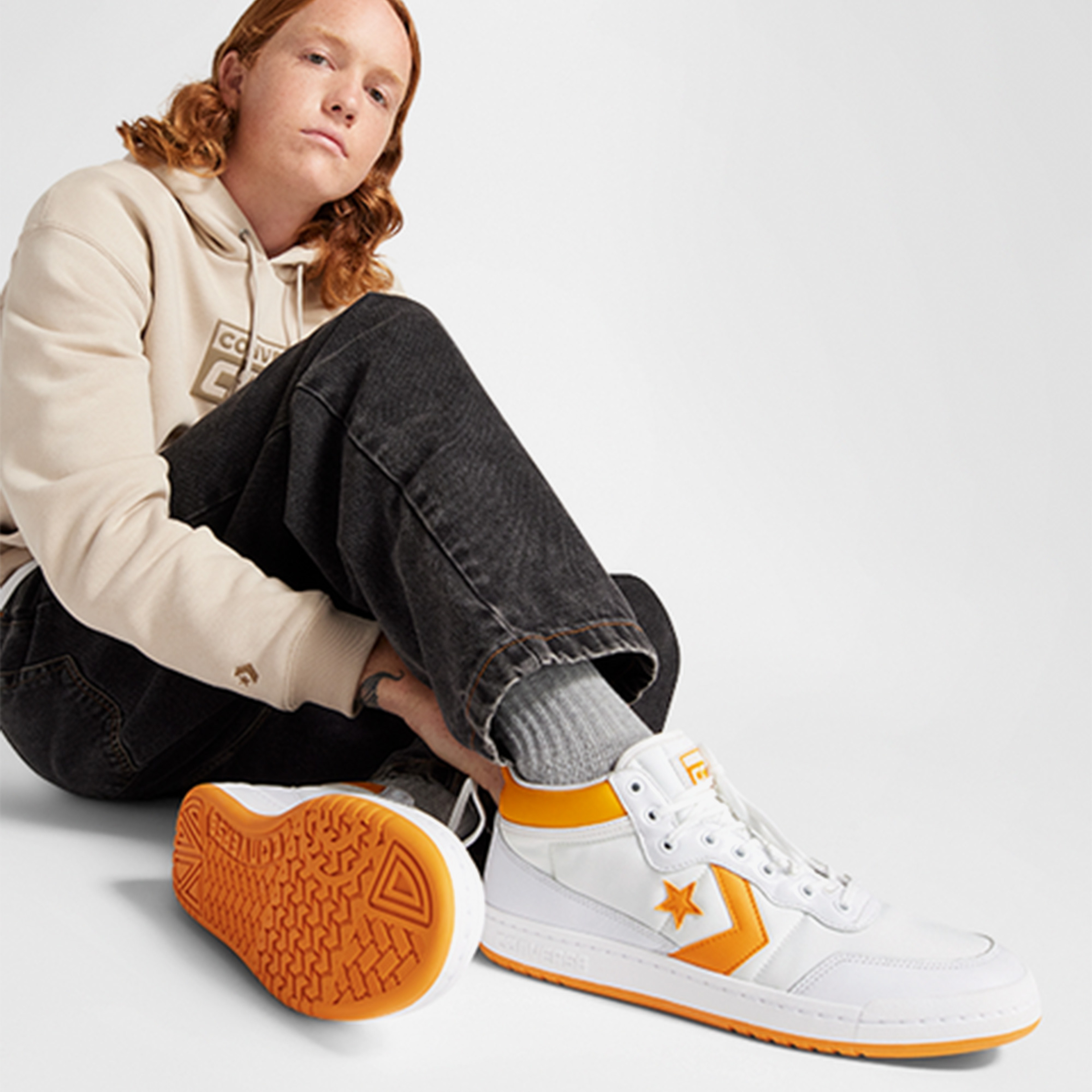 Converse Fastbreak Pro Mid Erkek Beyaz/Sarı Sneaker