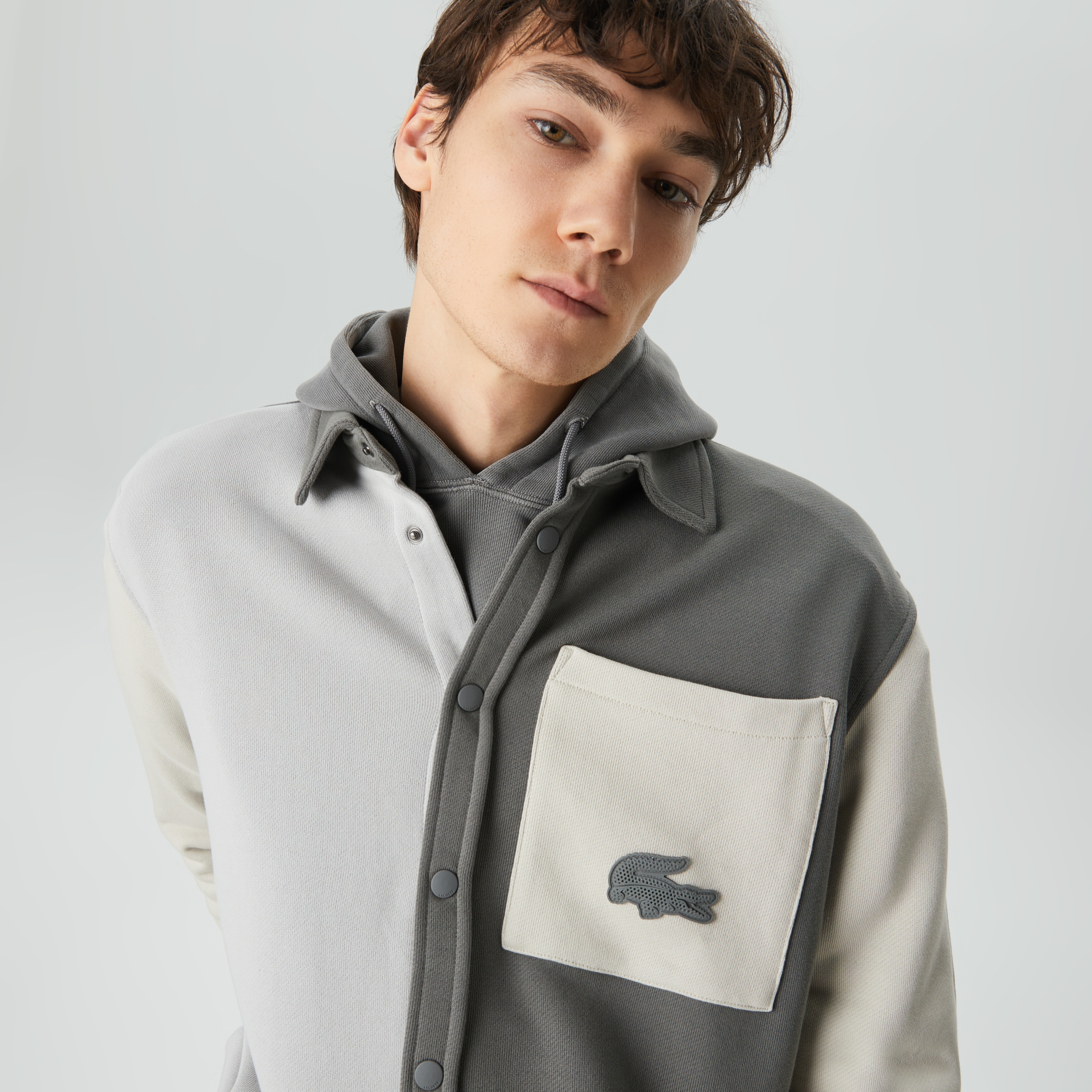 Lacoste House of SuperStep X Lacoste Erkek Gri/Bej Gömlek