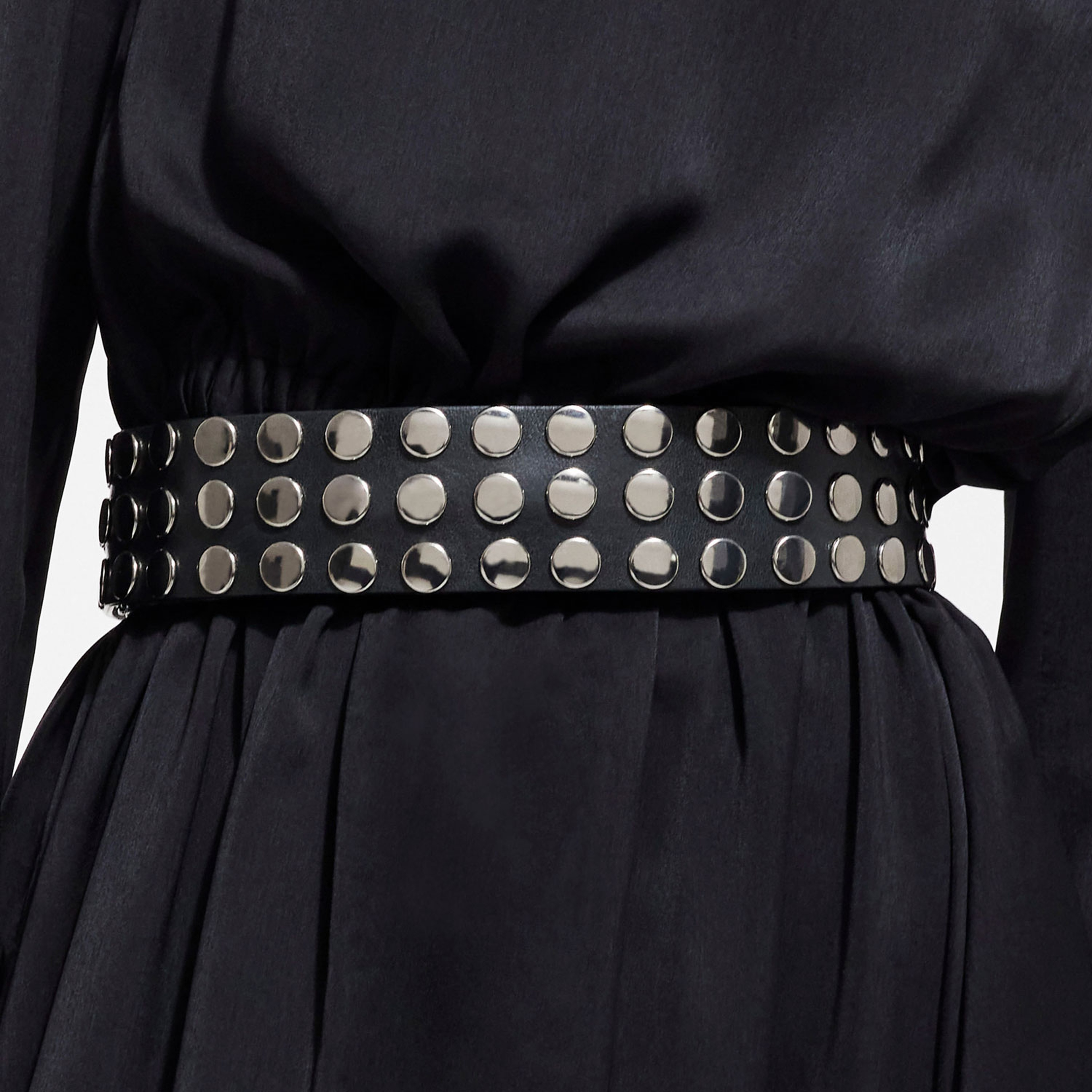 KADIN ZIMBALI SİYAH DERİ KEMER