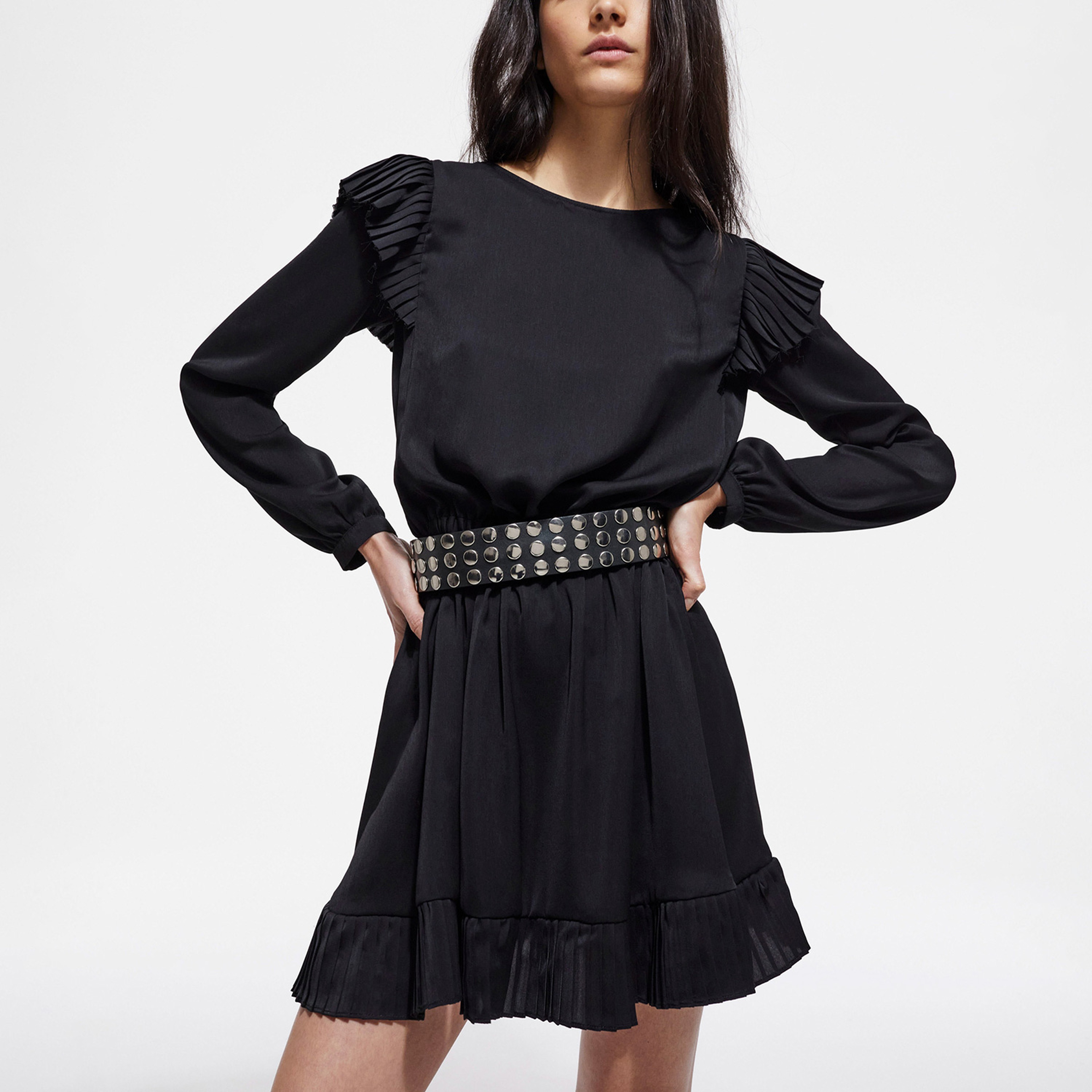 KADIN ZIMBALI SİYAH DERİ KEMER