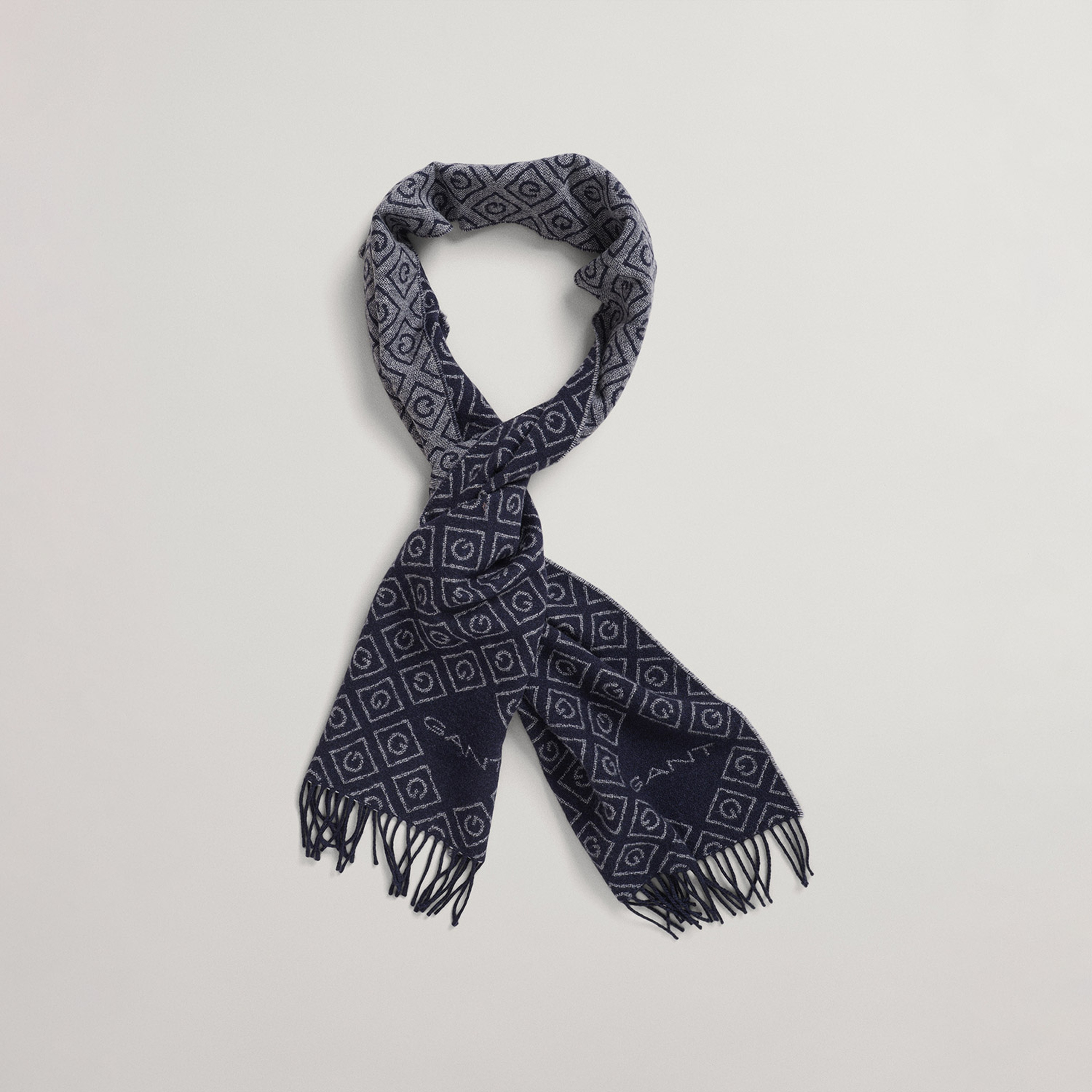 Gant Unisex Lacivert Desenli Atkı