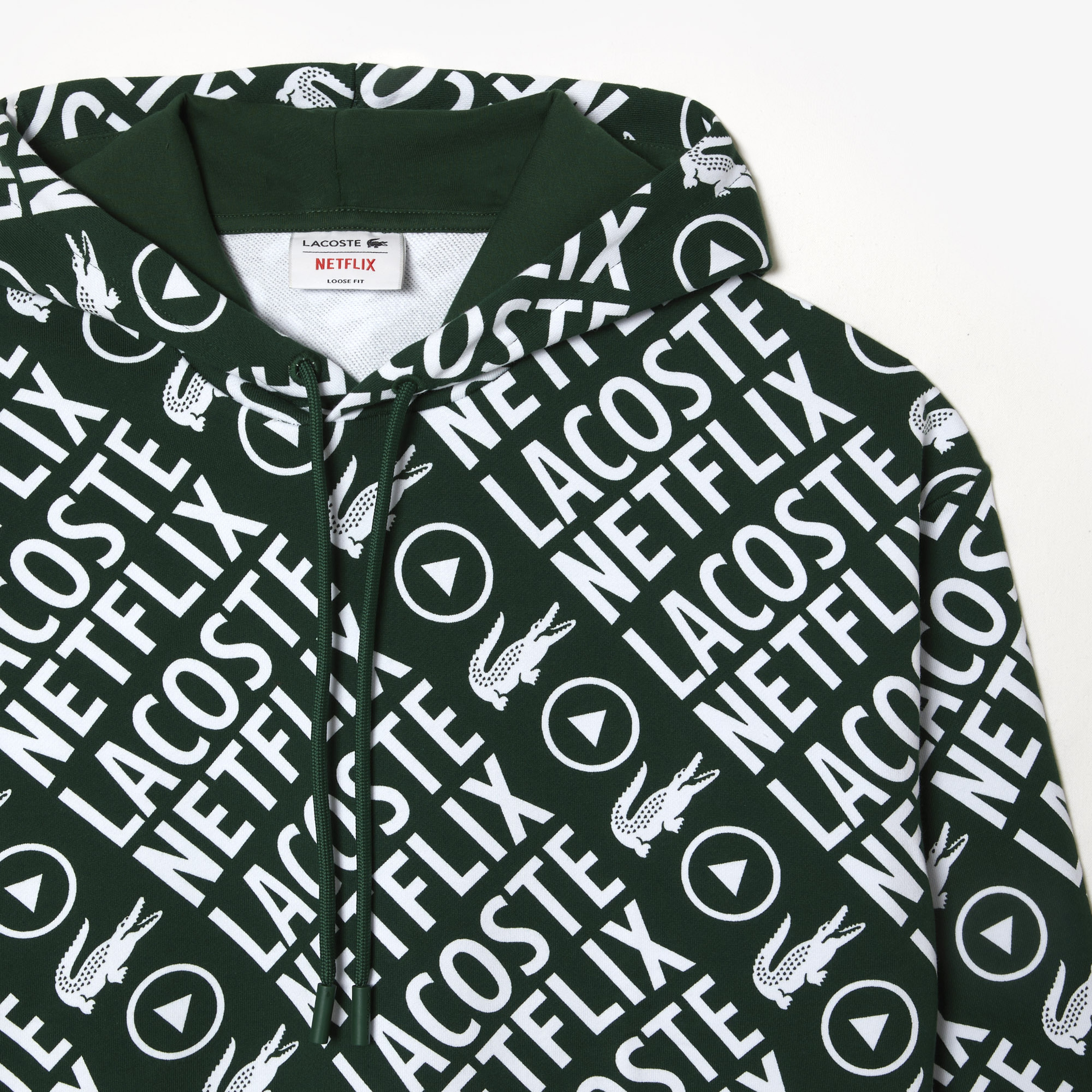 Netflix Erkek Loose Fit Kapüşonlu Baskılı Yeşil Sweatshirt