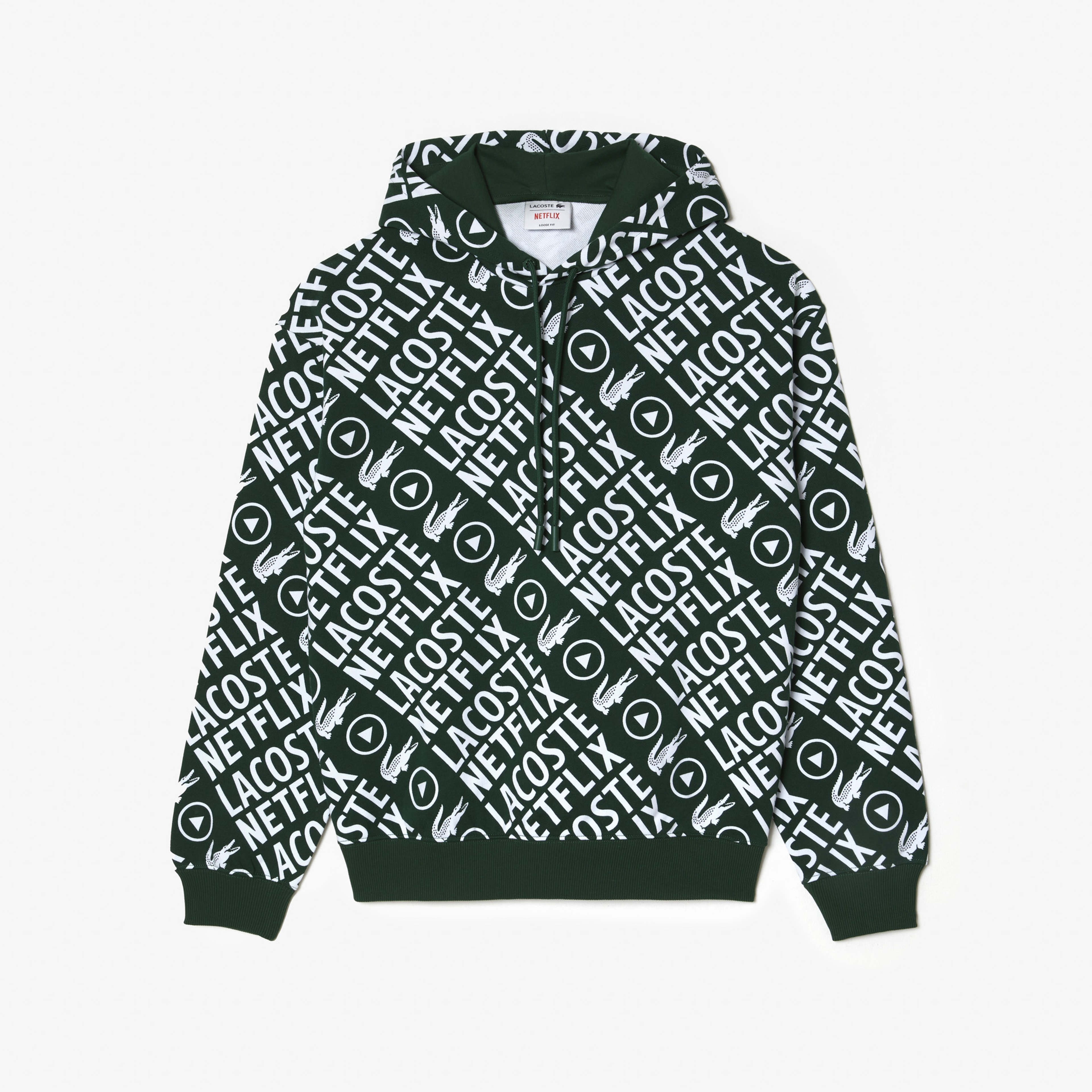 Netflix Erkek Loose Fit Kapüşonlu Baskılı Yeşil Sweatshirt