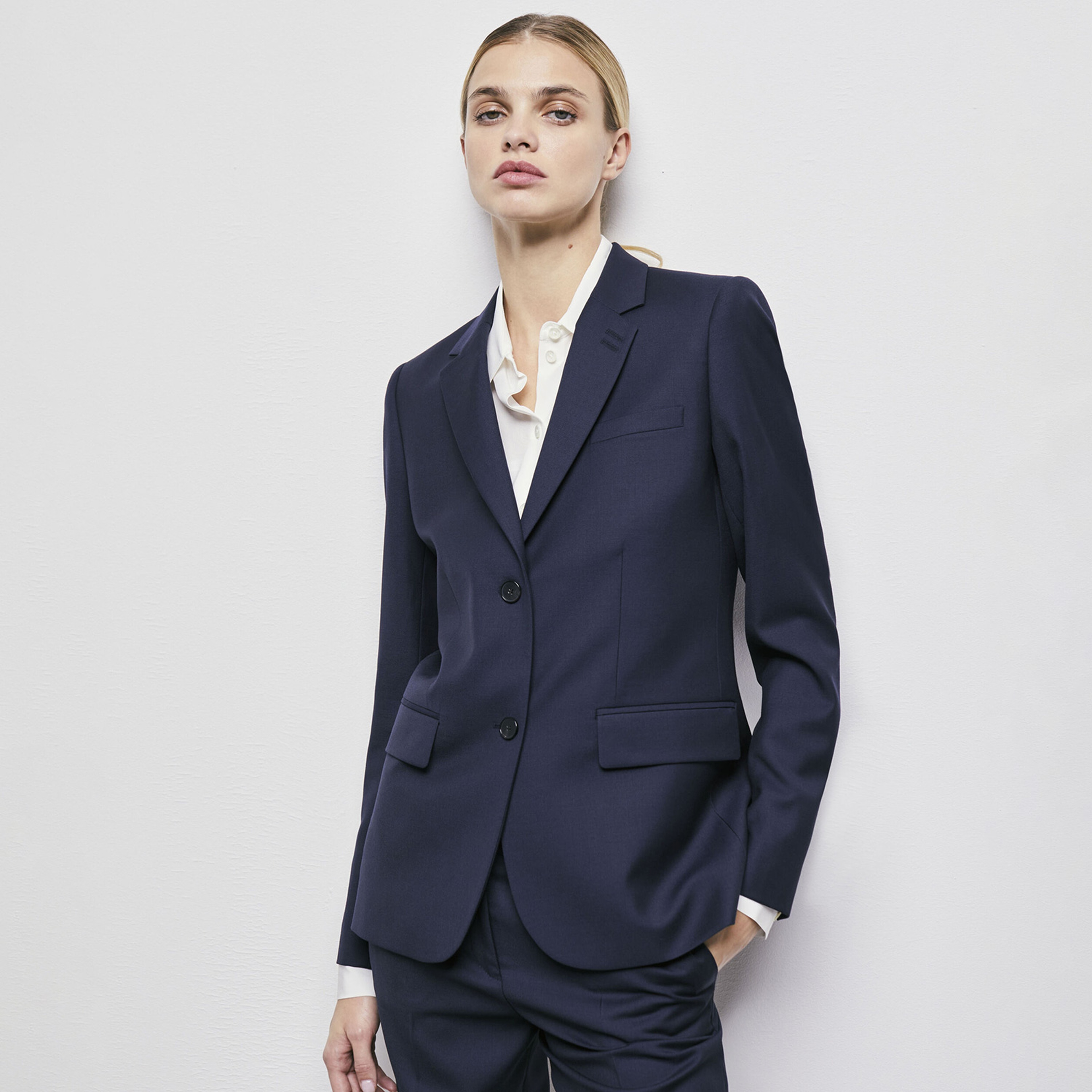 KADIN LACİVERT YÜN BLAZER CEKET