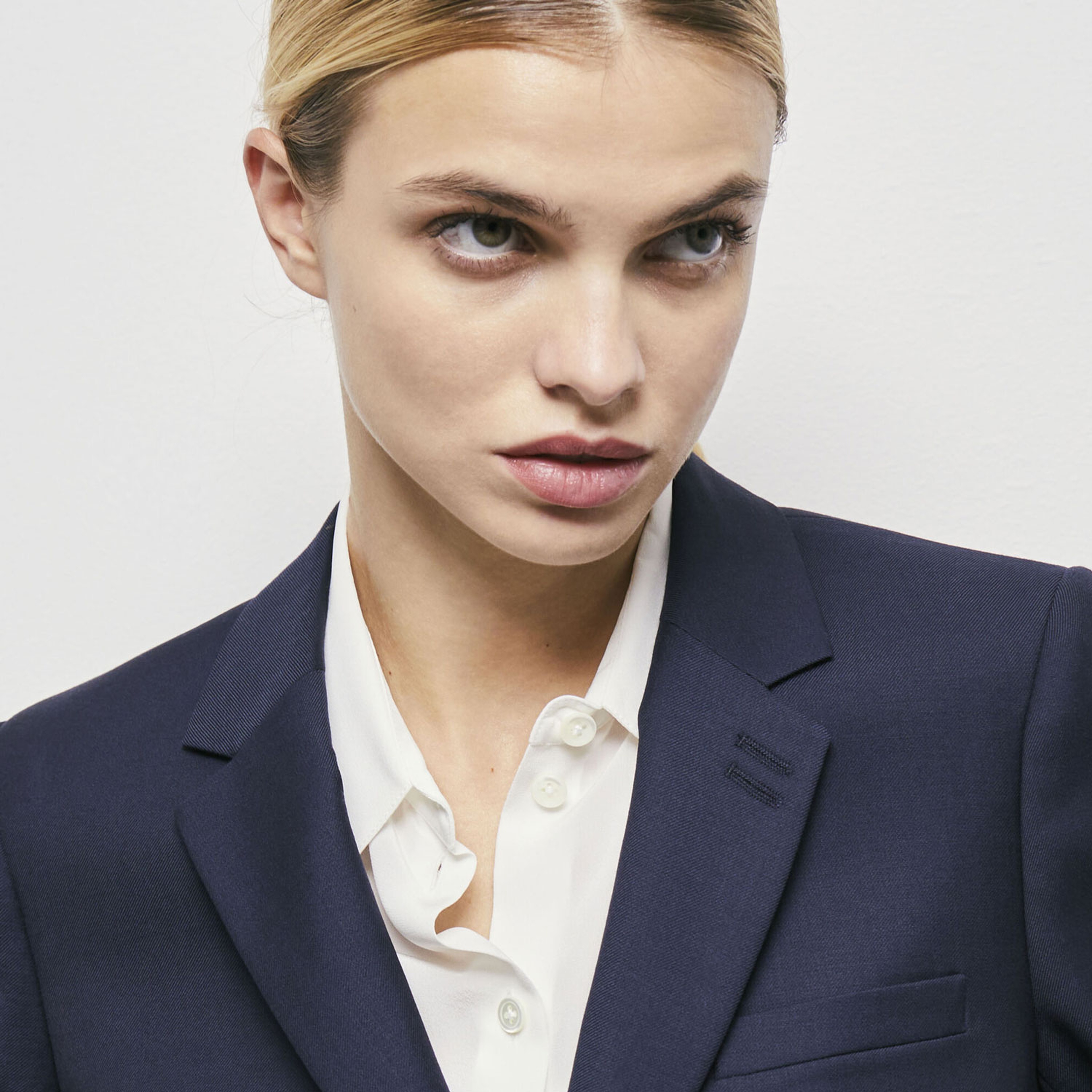 KADIN LACİVERT YÜN BLAZER CEKET