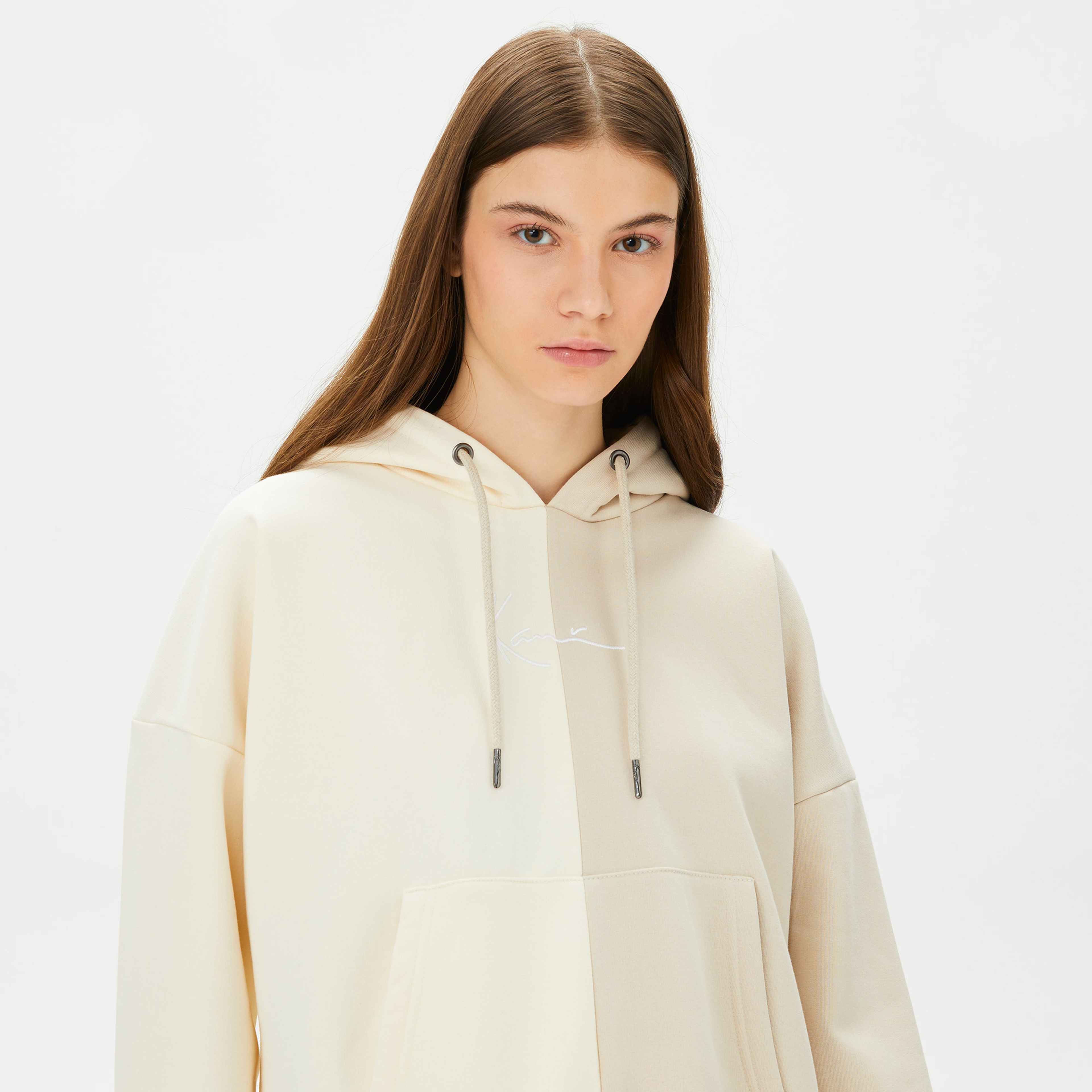 Karl Kani Small Signature Block OS Kadın Bej Hoodie