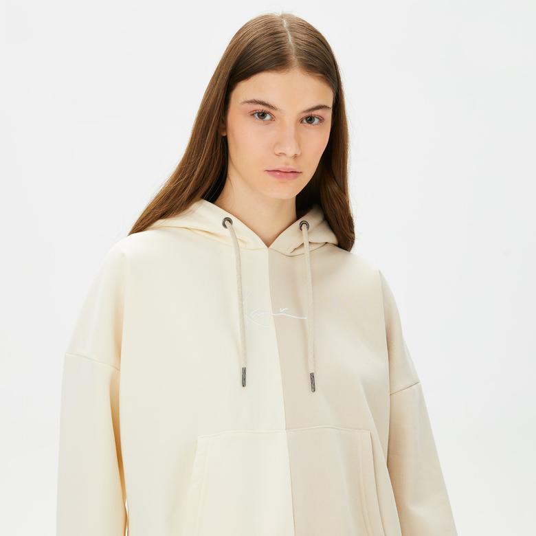 Karl Kani Small Signature Block OS Kadın Bej Hoodie