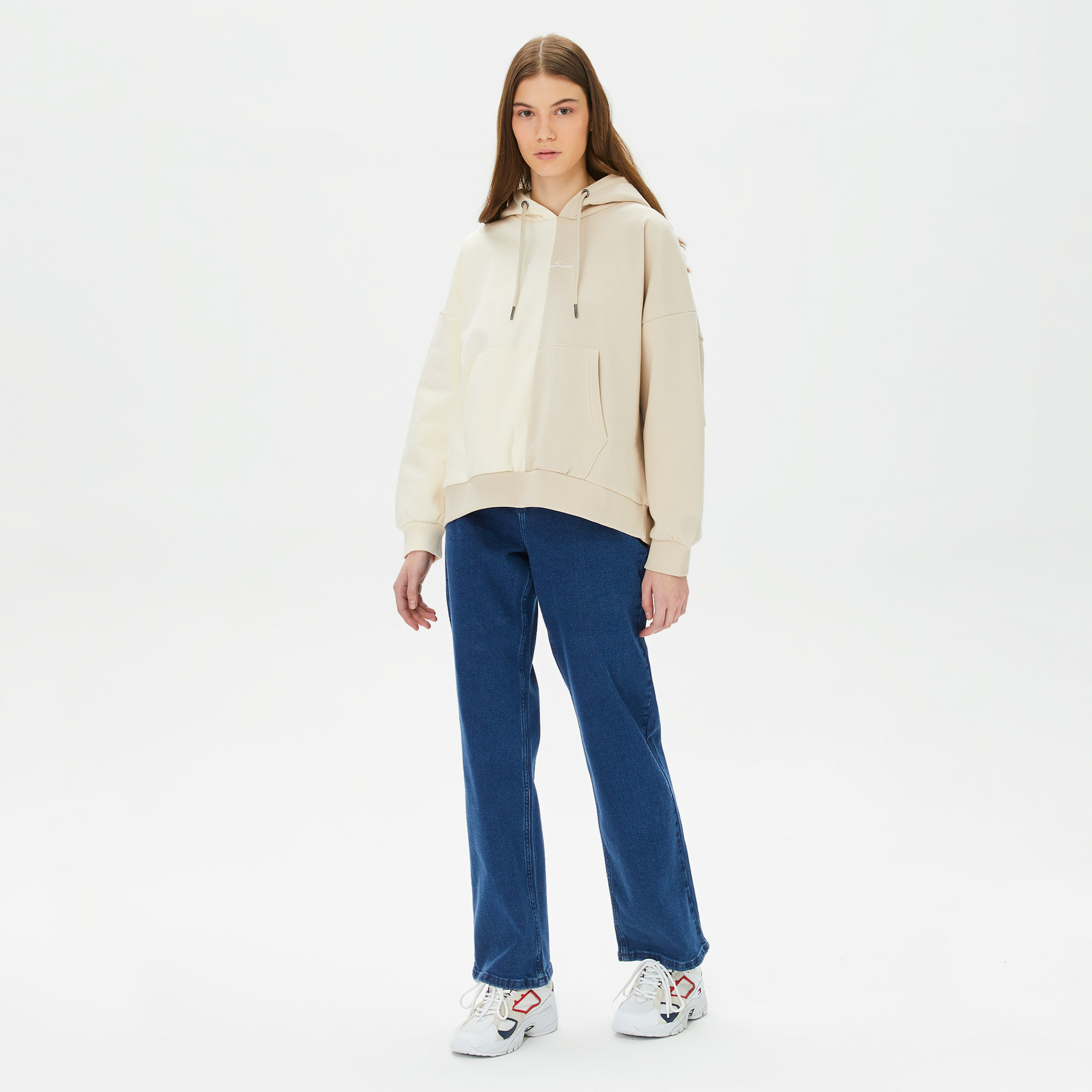 Karl Kani Small Signature Block OS Kadın Bej Hoodie