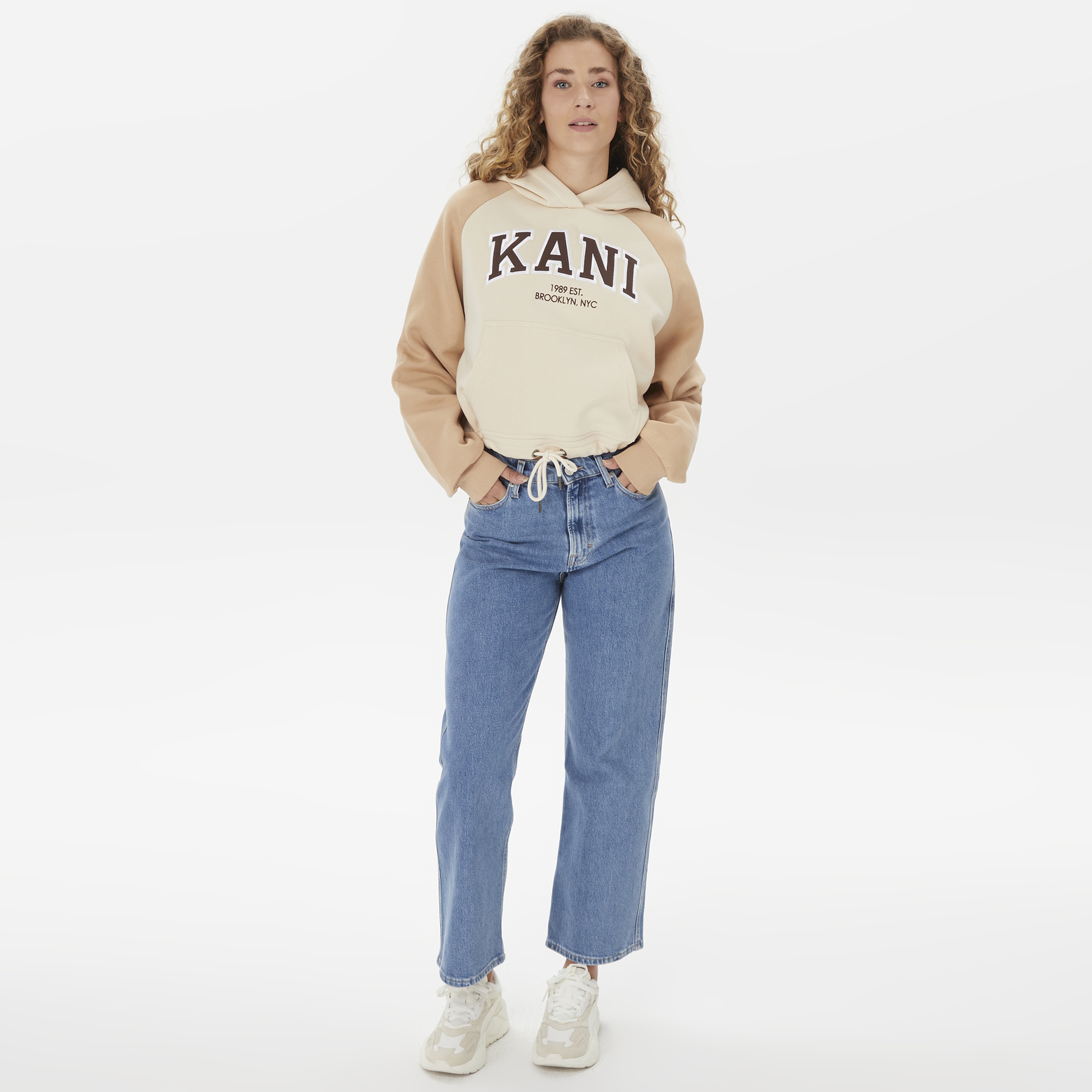 Karl Kani Classic Kadın Krem Hoodie