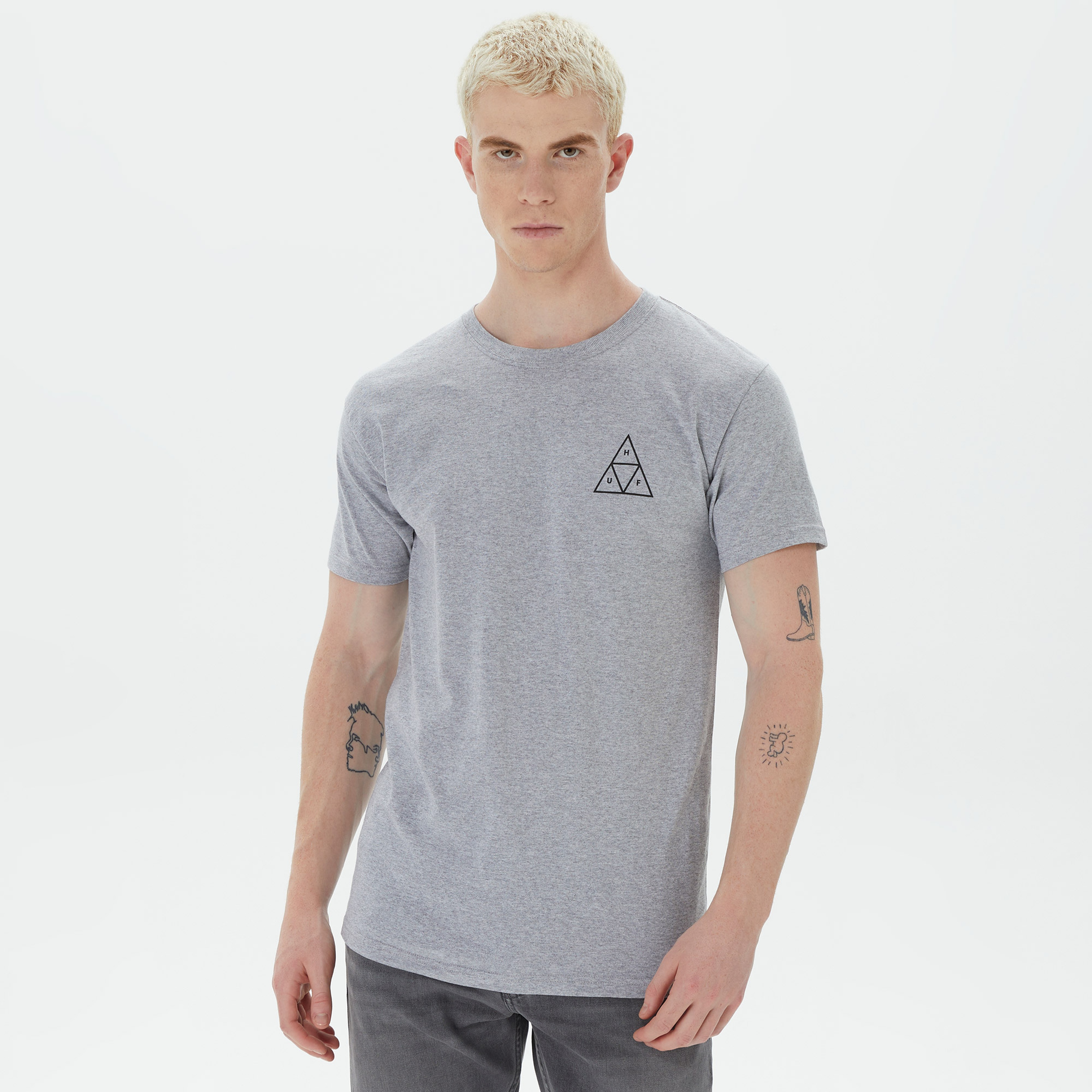 HUF Essentials Tt Erkek Gri T-Shirt