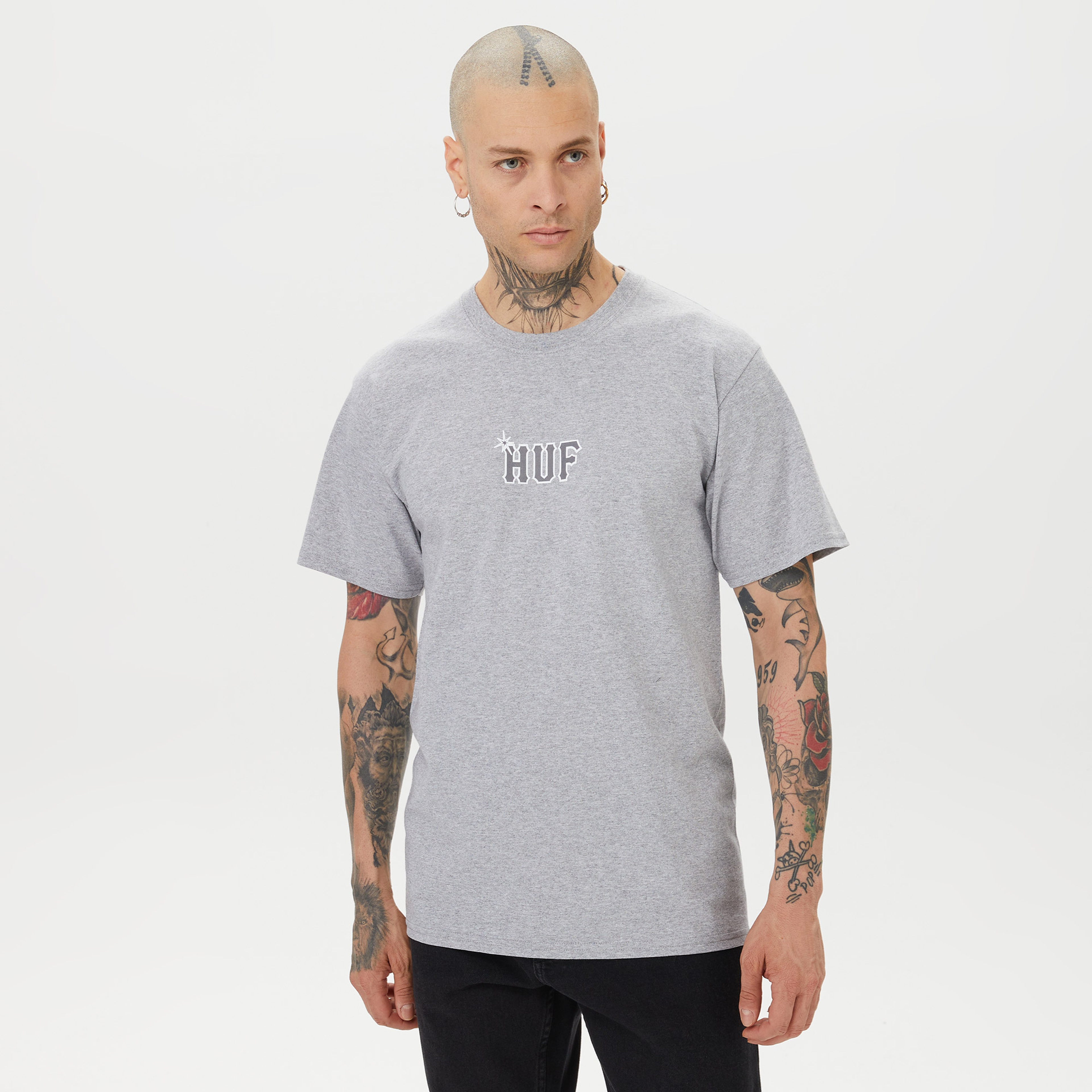 HUF Sideline Erkek Gri T-Shirt