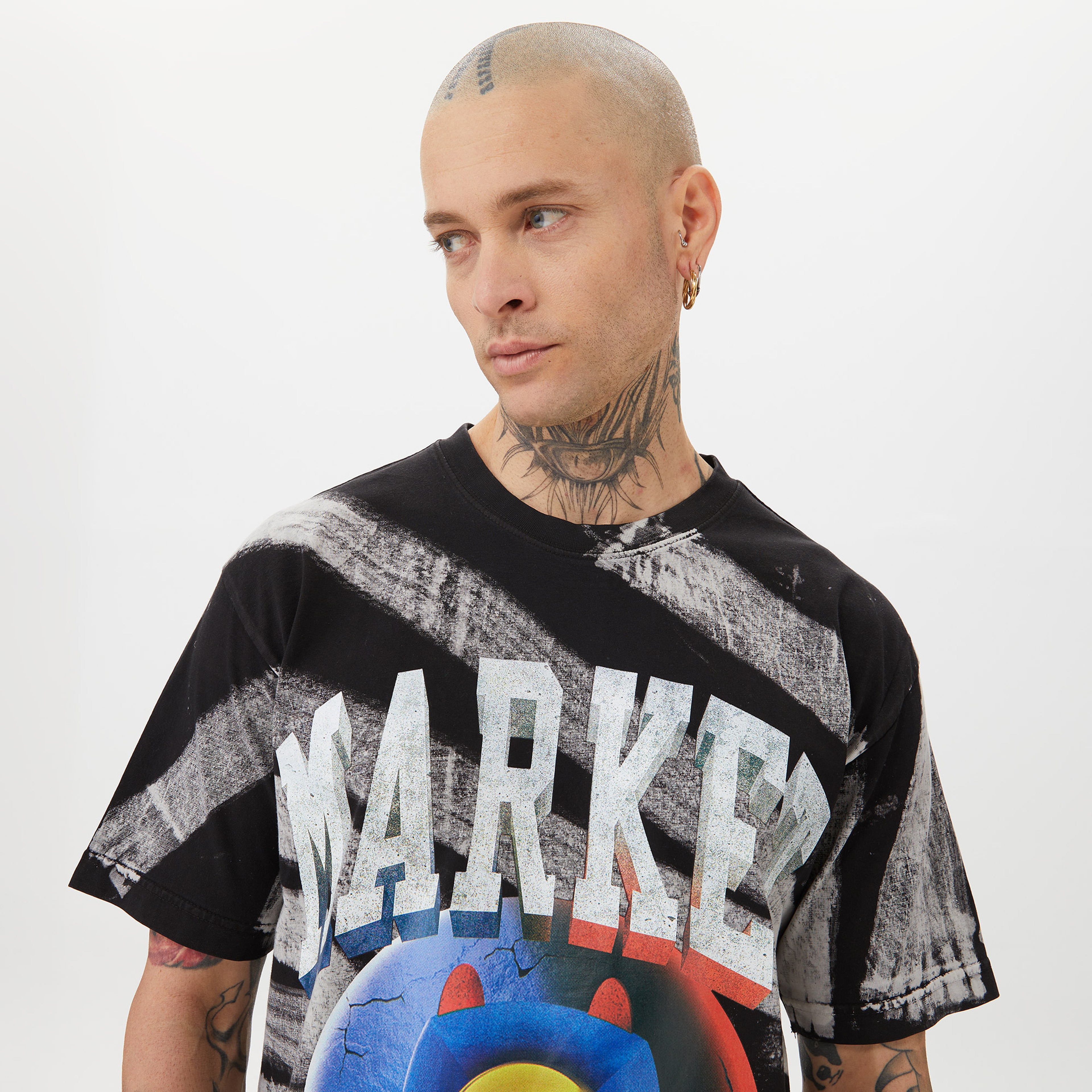 Market Smiley Happiness Within Tie-Dye Erkek Siyah T-Shirt