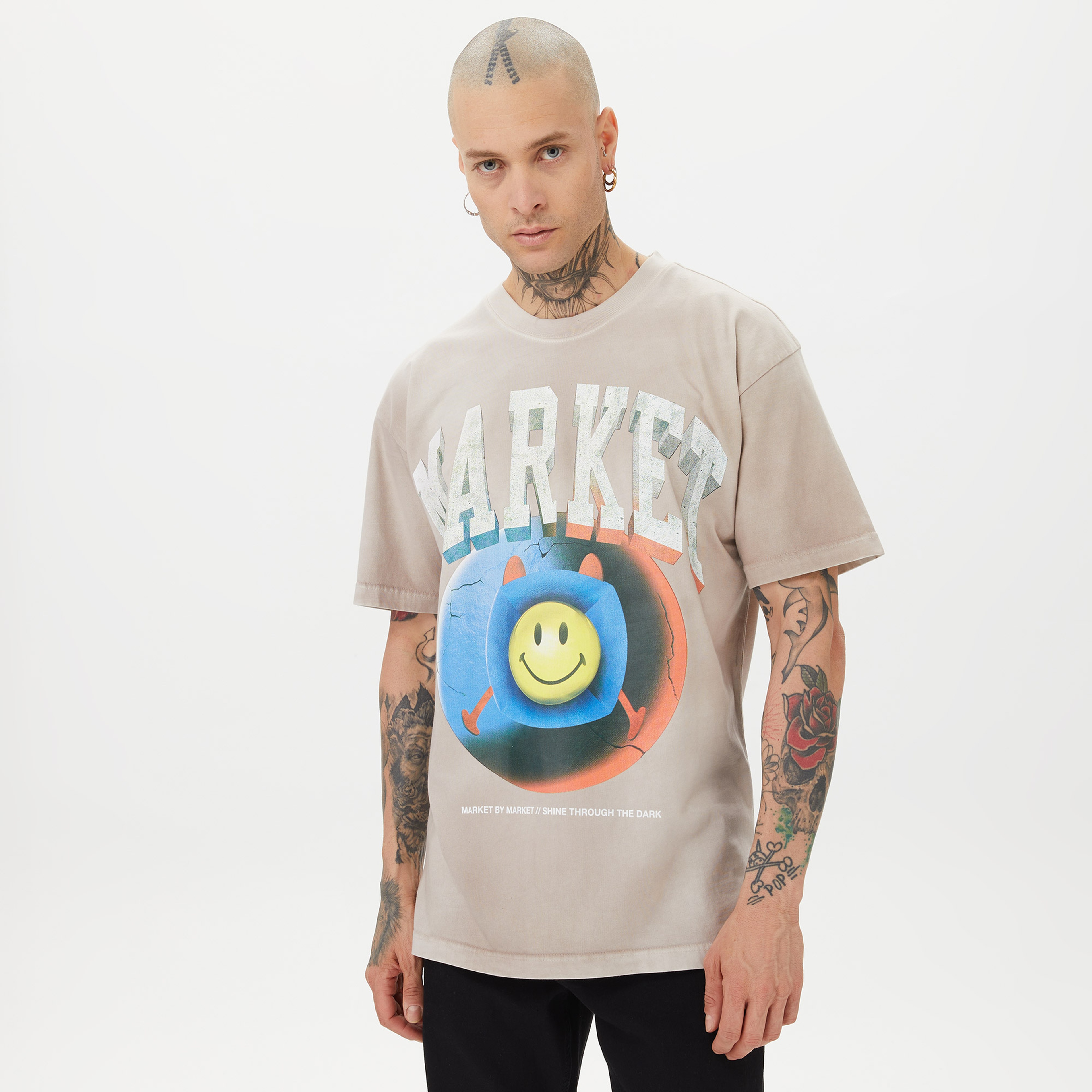 Market Smiley Happiness Within Tie-Dye Erkek Lila T-Shirt