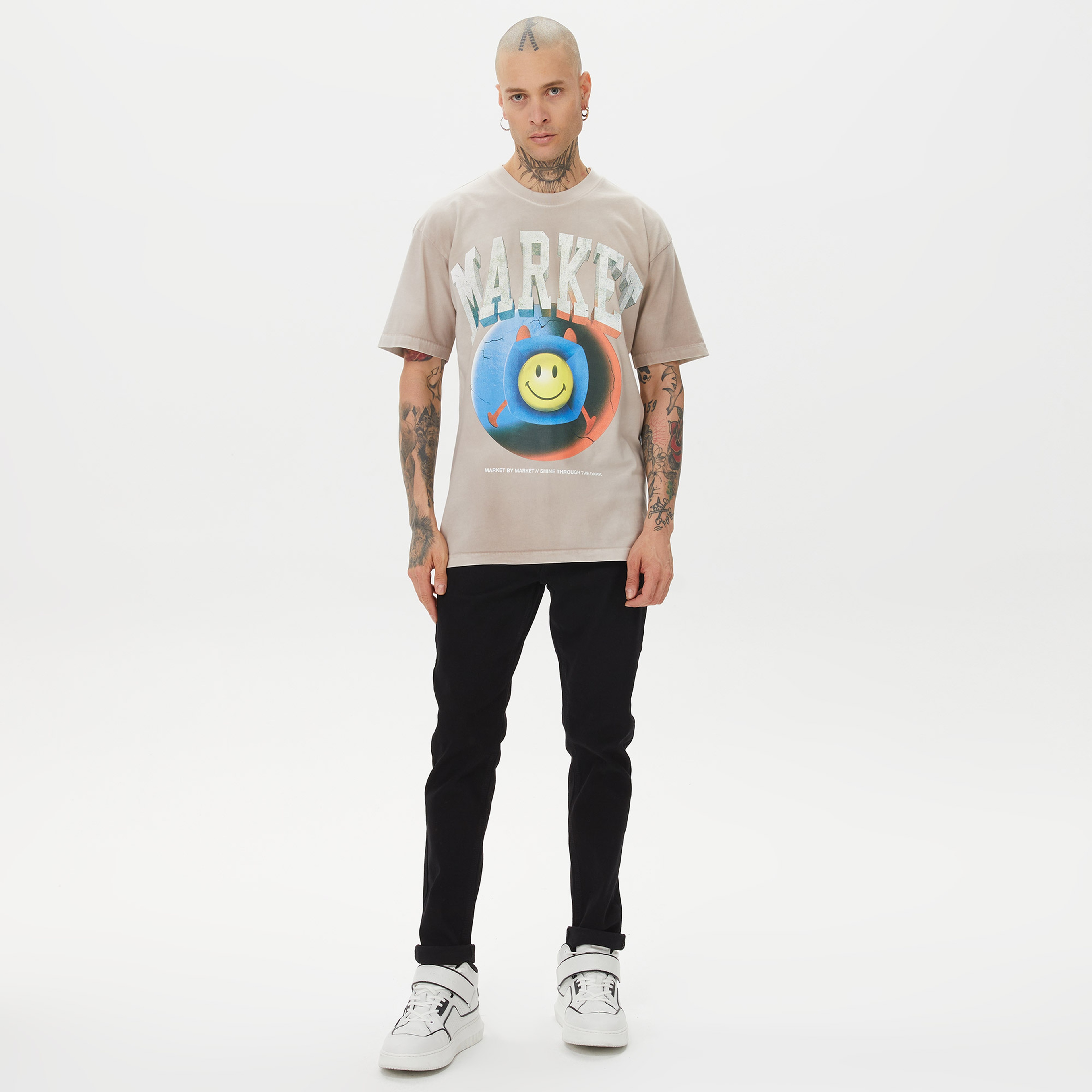 Market Smiley Happiness Within Tie-Dye Erkek Lila T-Shirt