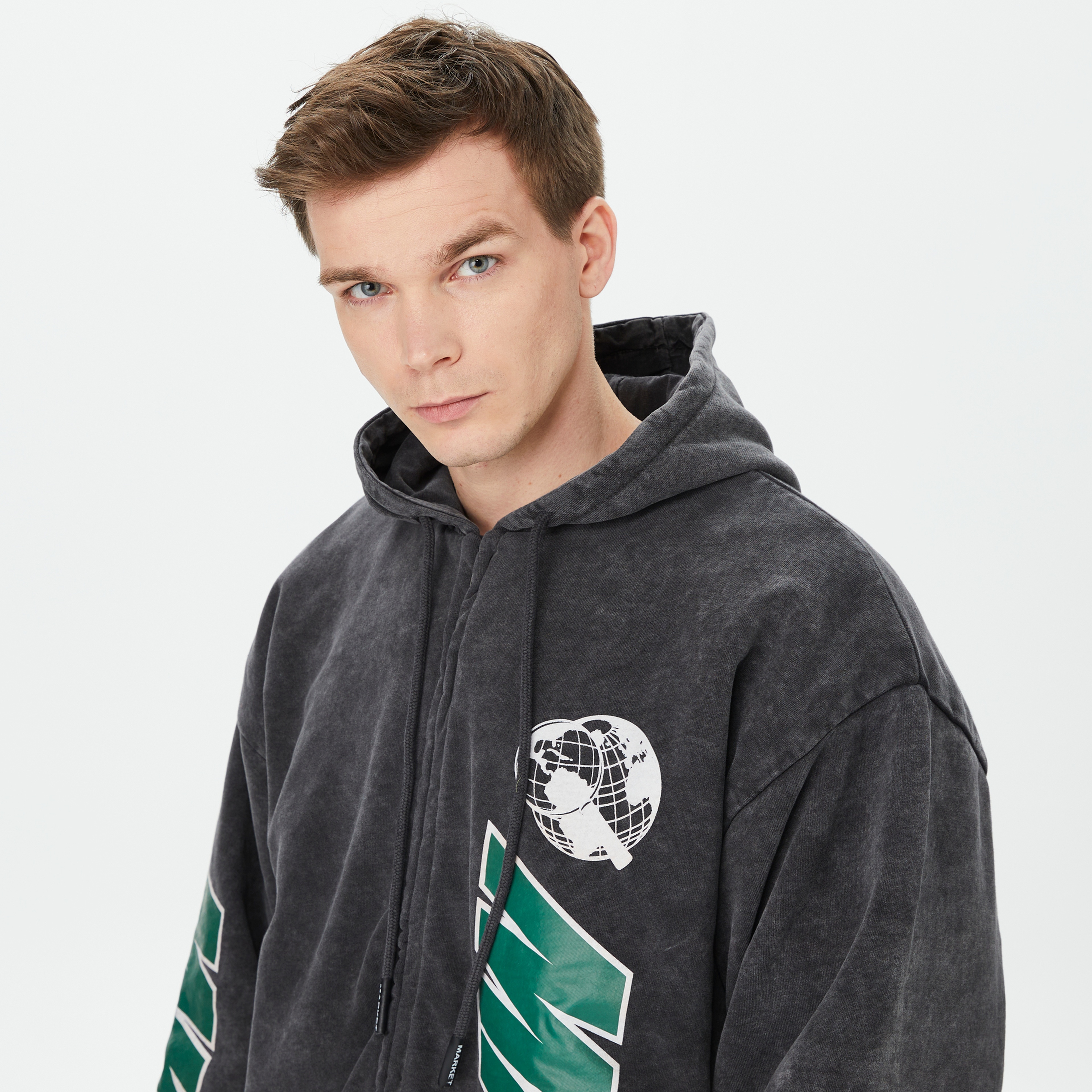 Market Tier Zero Zip Erkek Siyah Hoodie