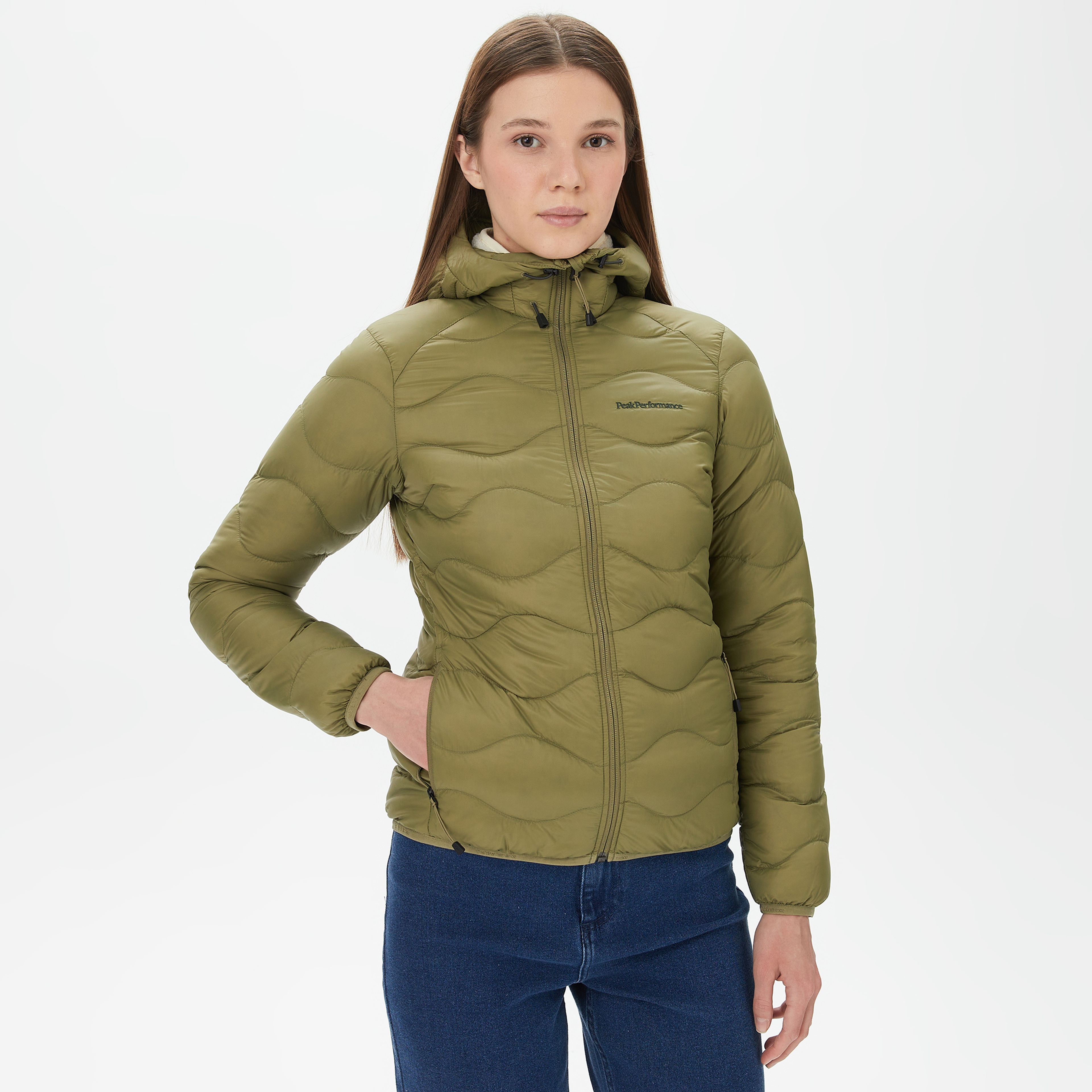 Peak Performance Helium Down Hood Kadın Yeşil Outdoor Mont