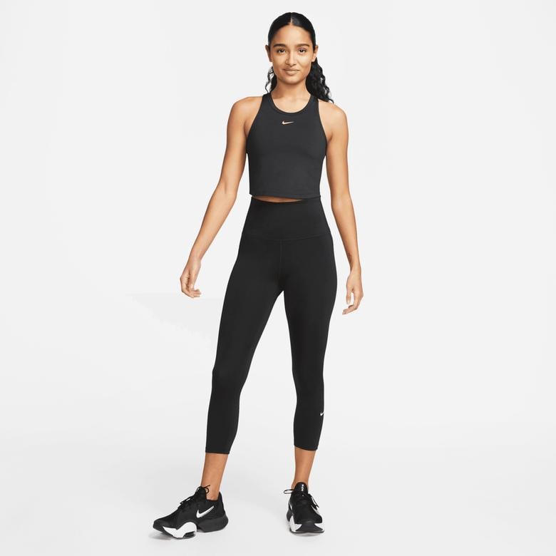 Nike One Dri-FIT High-Rise Crop Kadın Siyah Tayt