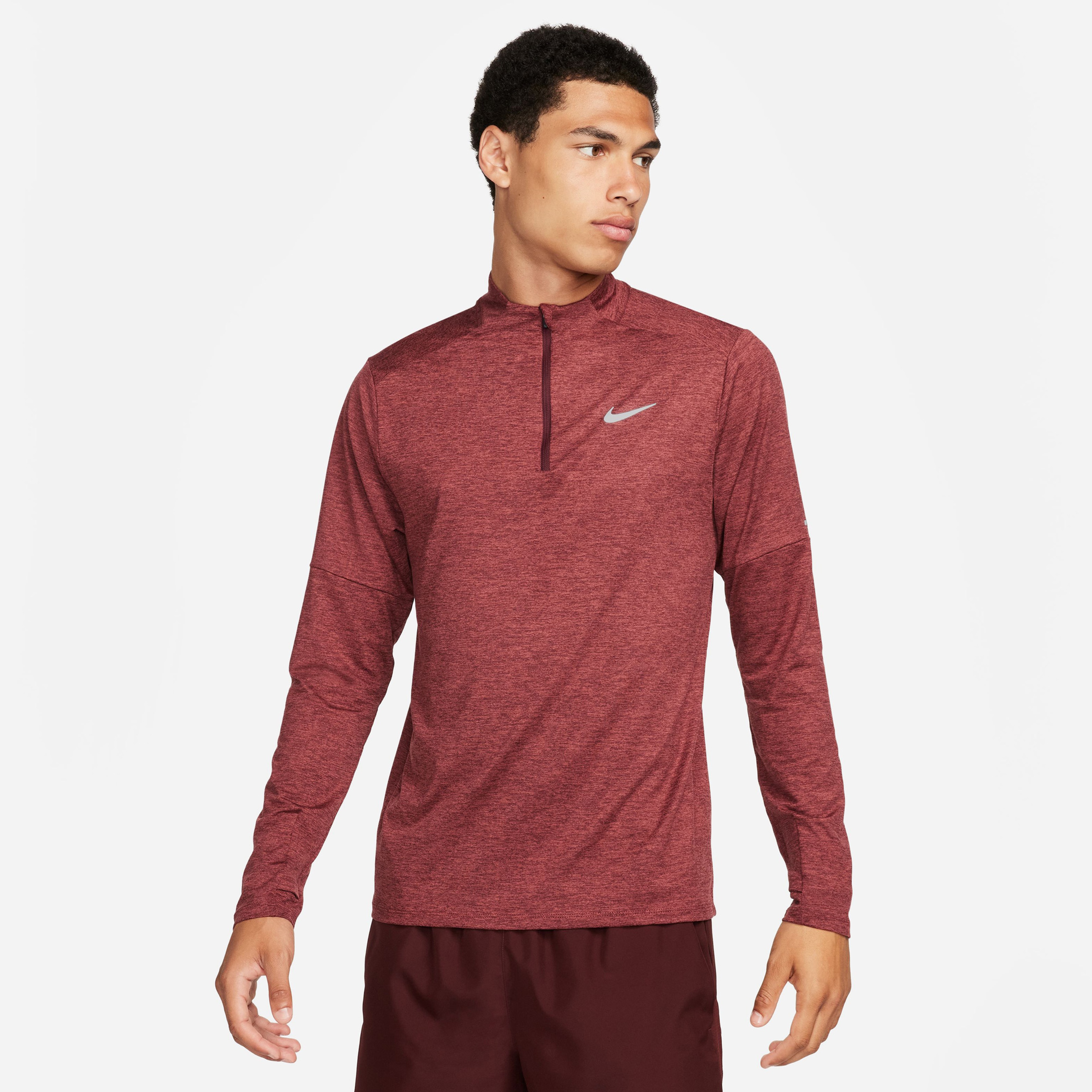 Nike Dri-FIT Yarım Fermuarlı Erkek Kırmızı Koşu Üstü
