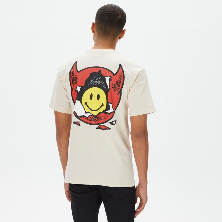 Market Smiley Inner Peace Erkek Krem T-Shirt
