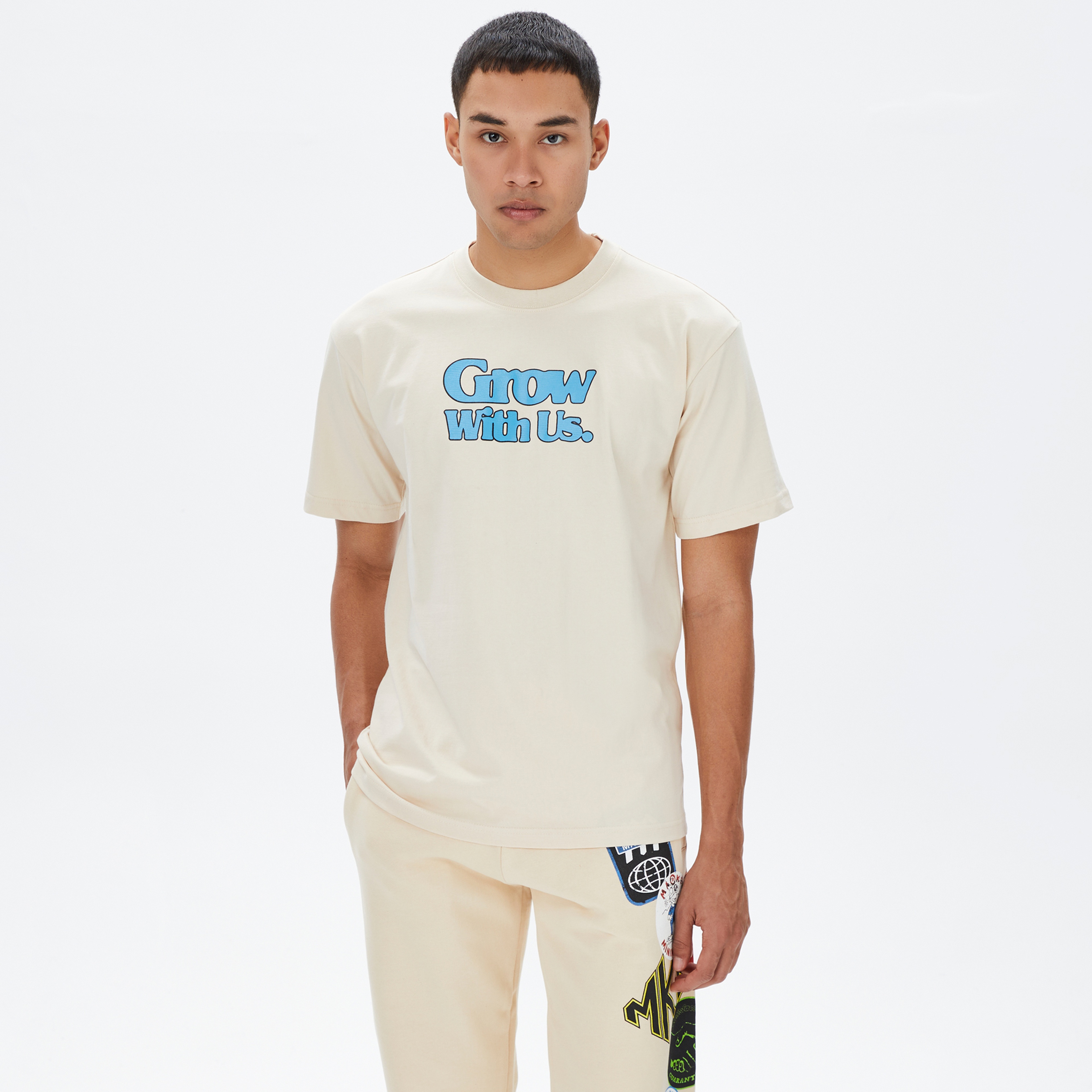 Market Grow With Us Erkek Krem T-Shirt