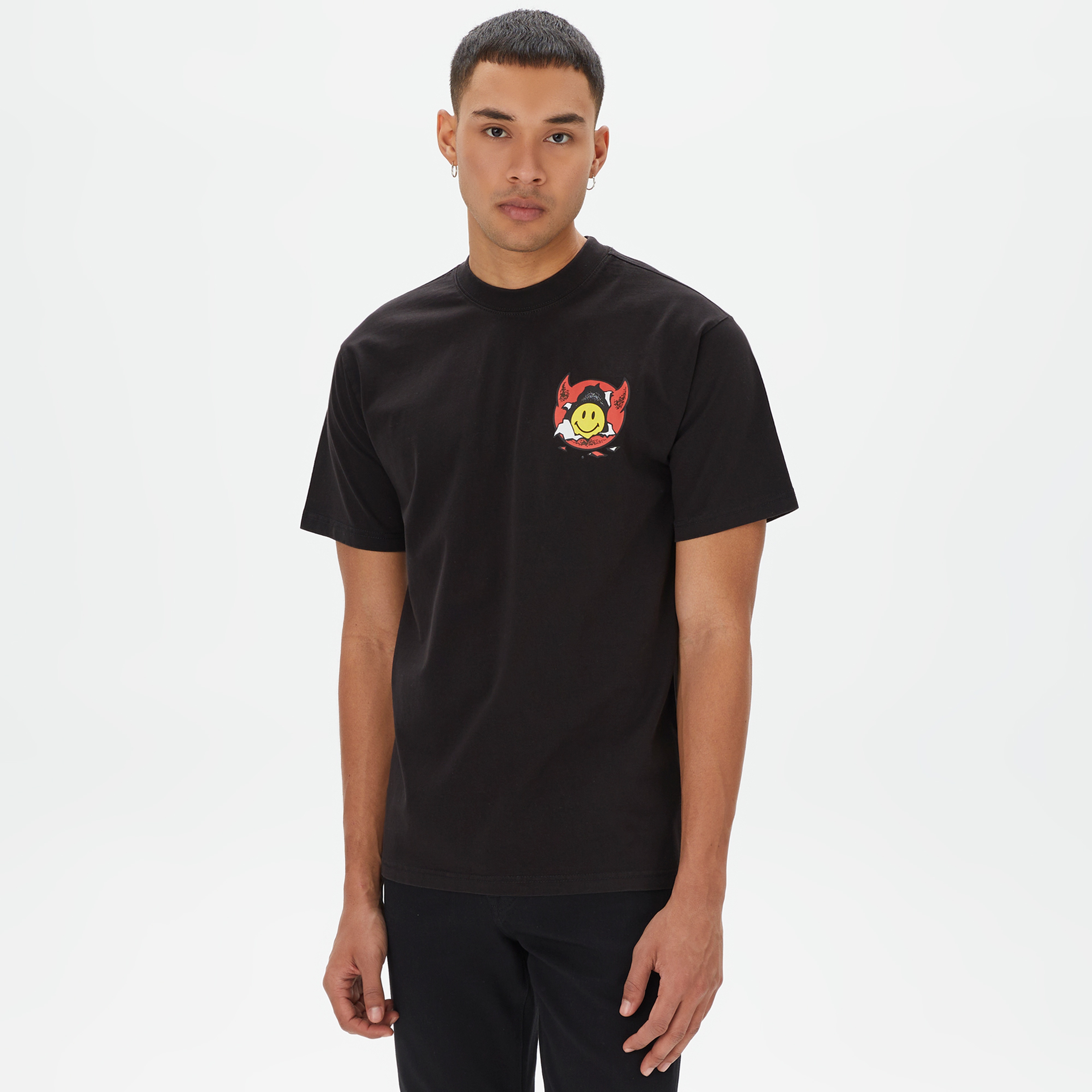 Market Smiley Inner Peace Erkek Siyah T-Shirt