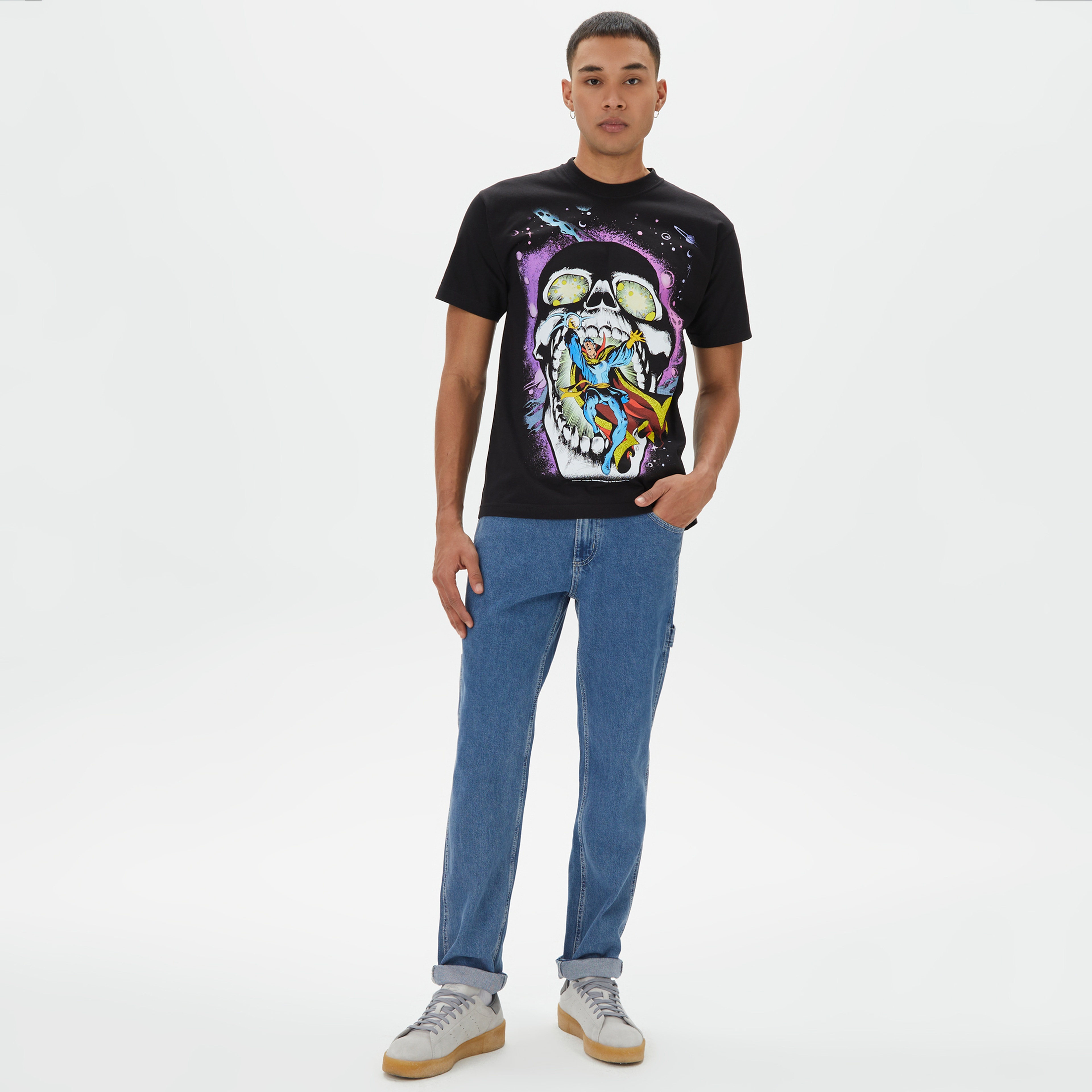 HUF Strange Skull Erkek Siyah T-Shirt