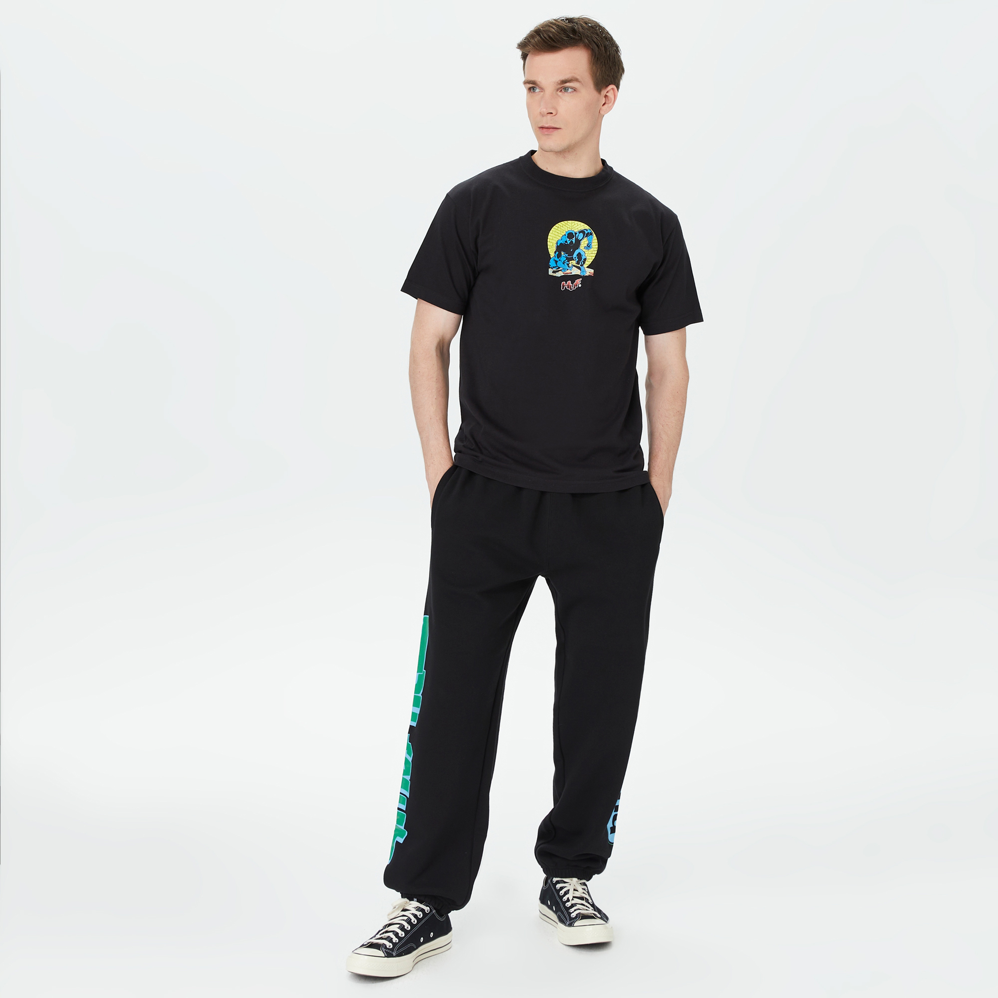 HUF Night Prowling Erkek Siyah T-Shirt