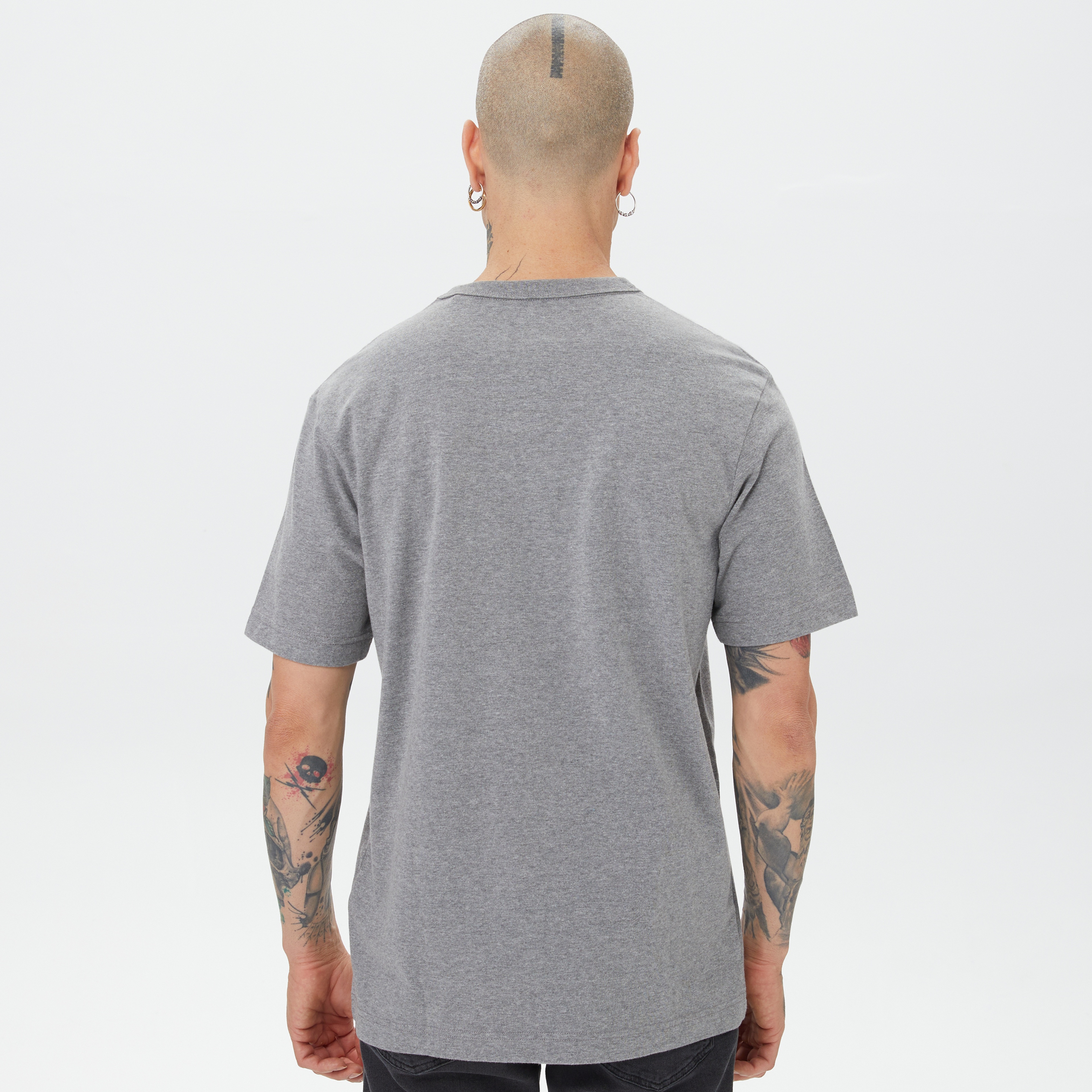 Alpha Industries Nasa Logo Print  Erkek Gri T-Shirt