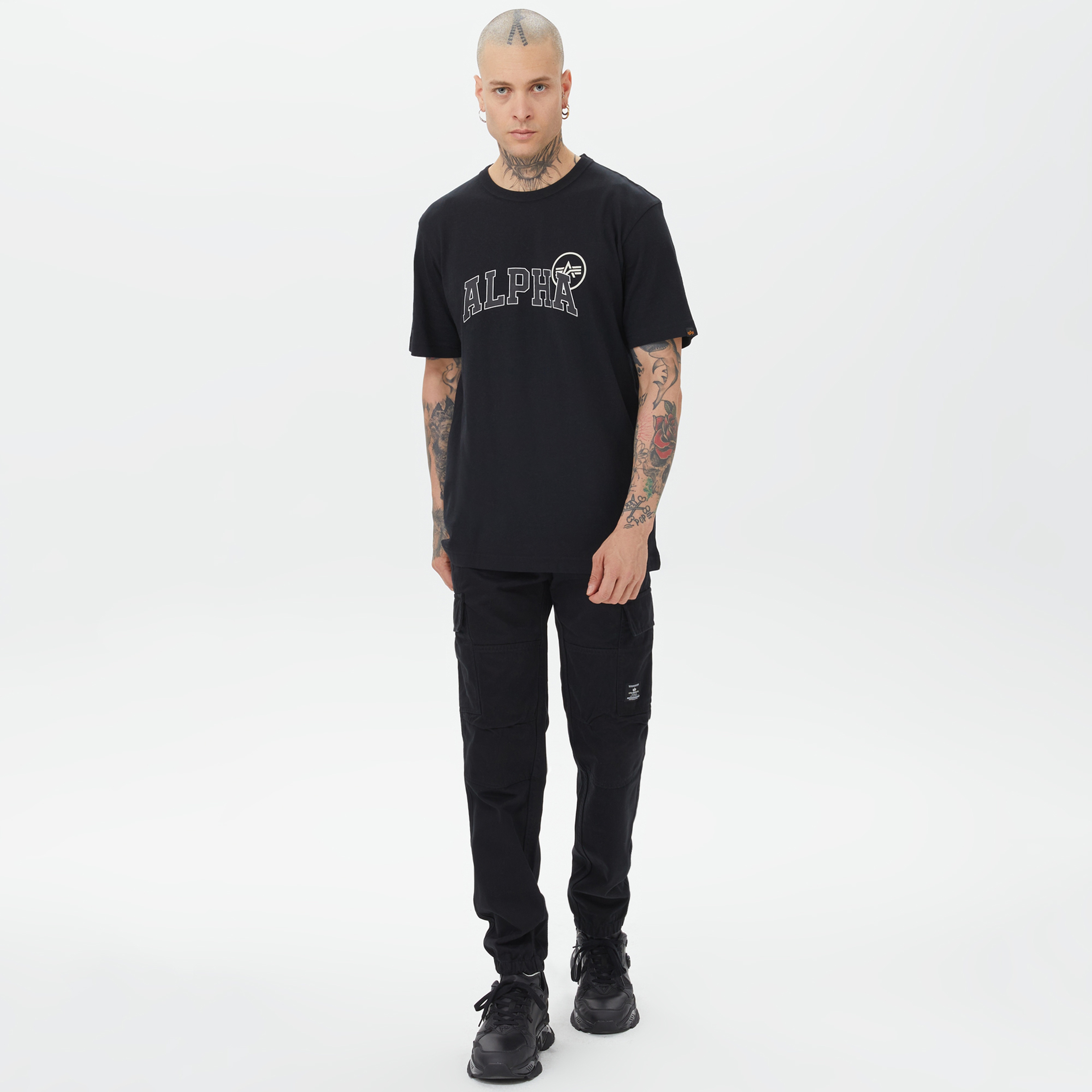 Alpha Industries Essential Logo Erkek Siyah T-Shirt