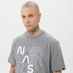 Alpha Industries Nasa Logo Print  Erkek Gri T-Shirt