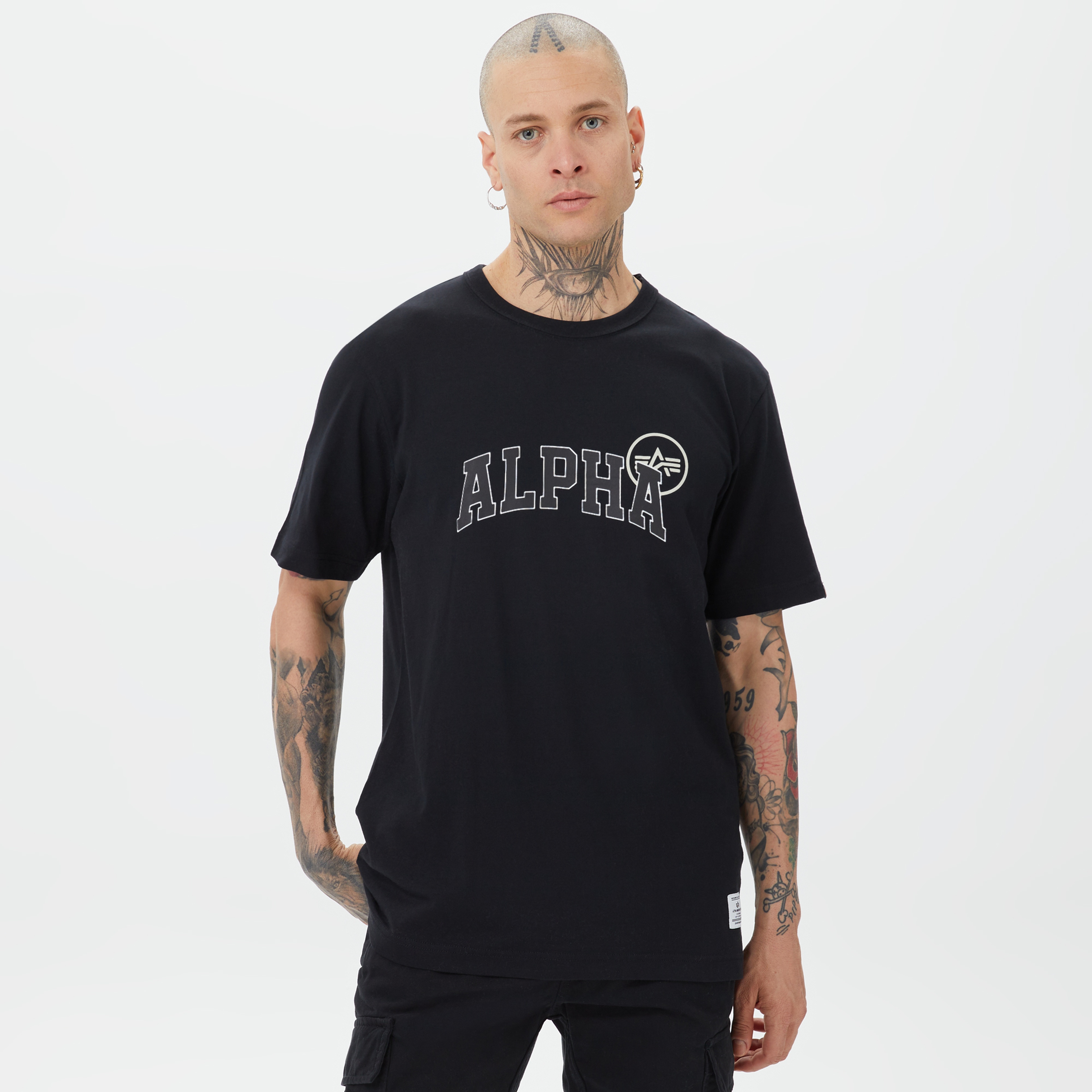 Alpha Industries Essential Logo Erkek Siyah T-Shirt
