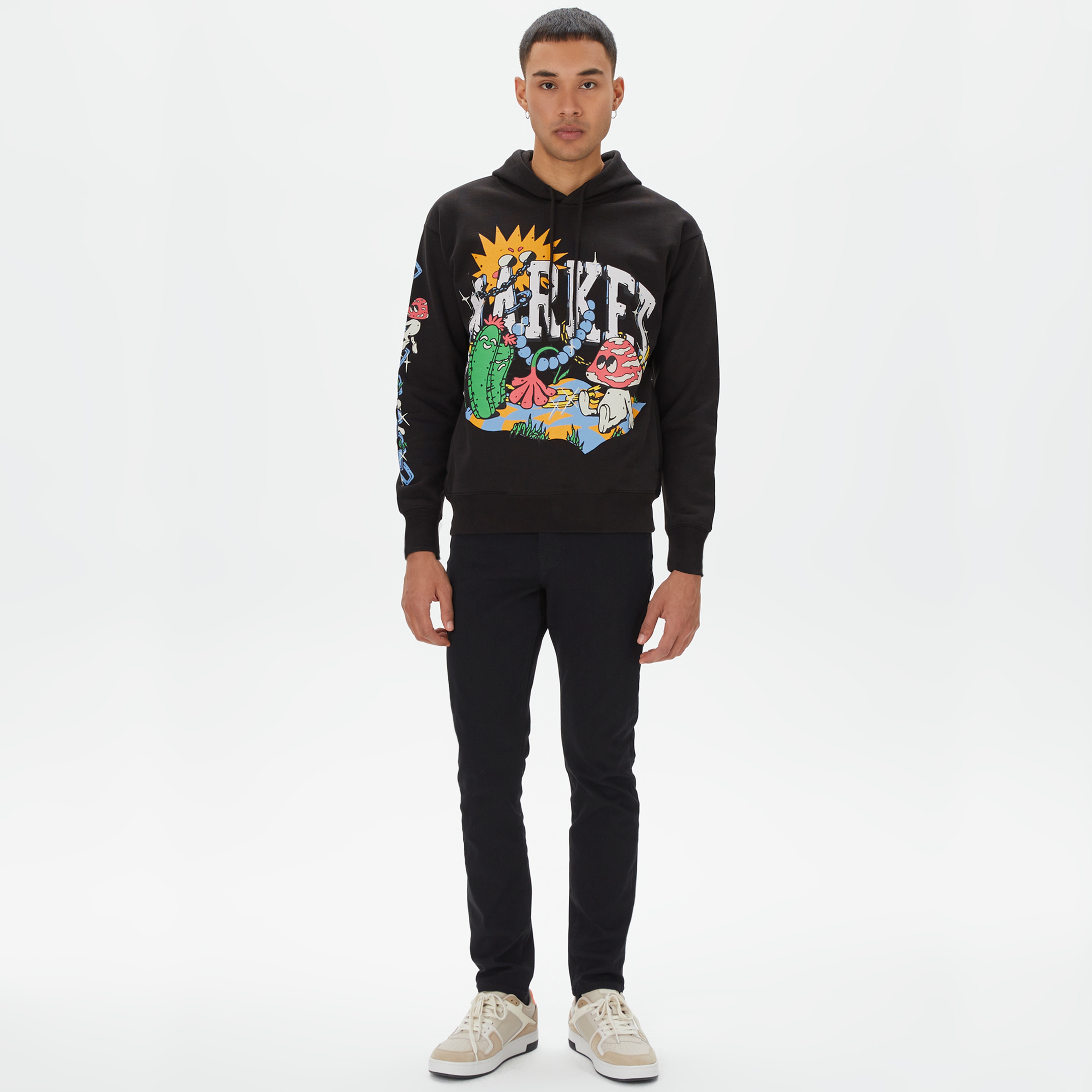 Market Fantasy Farm Pullover Erkek Siyah Hoodie