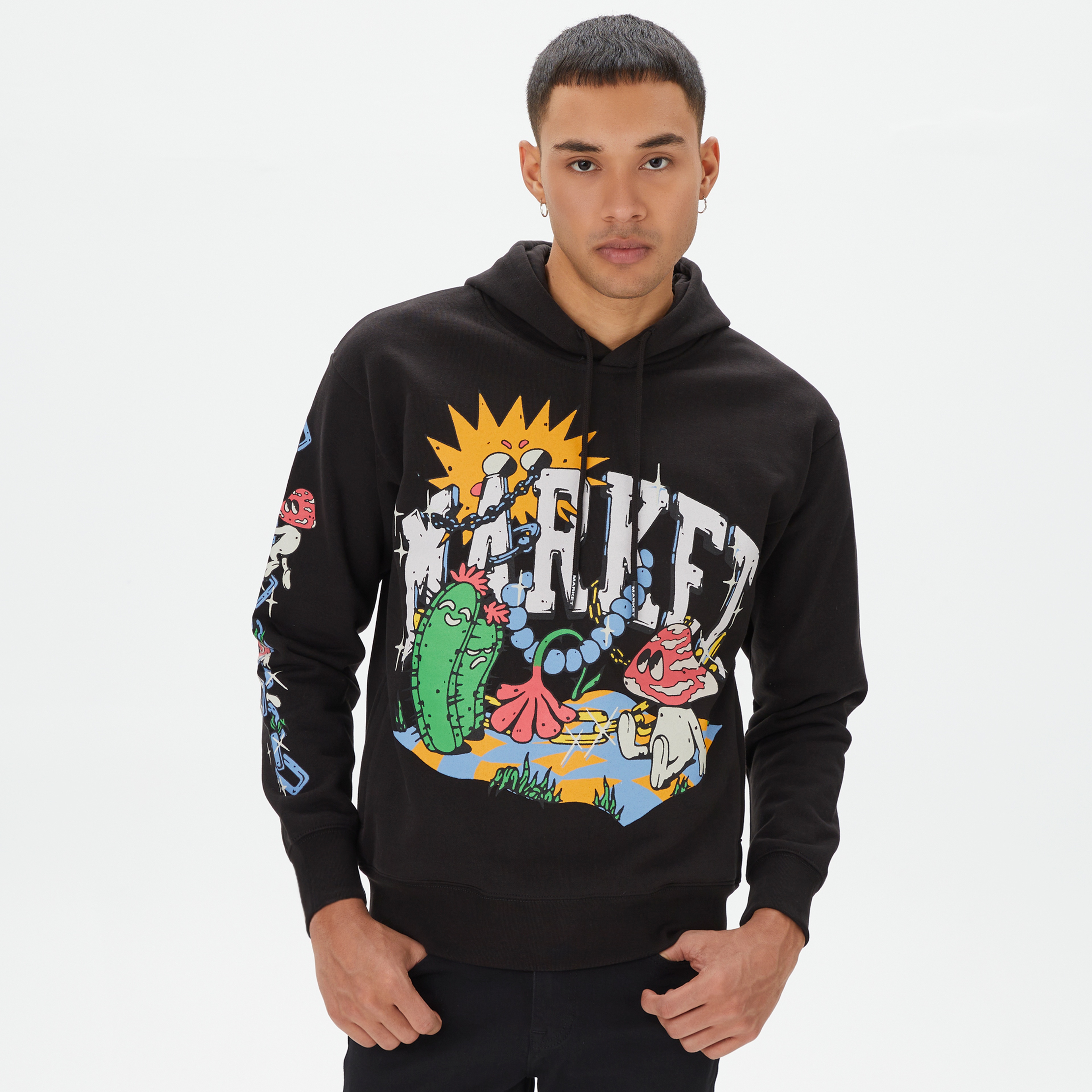 Market Fantasy Farm Pullover Erkek Siyah Hoodie