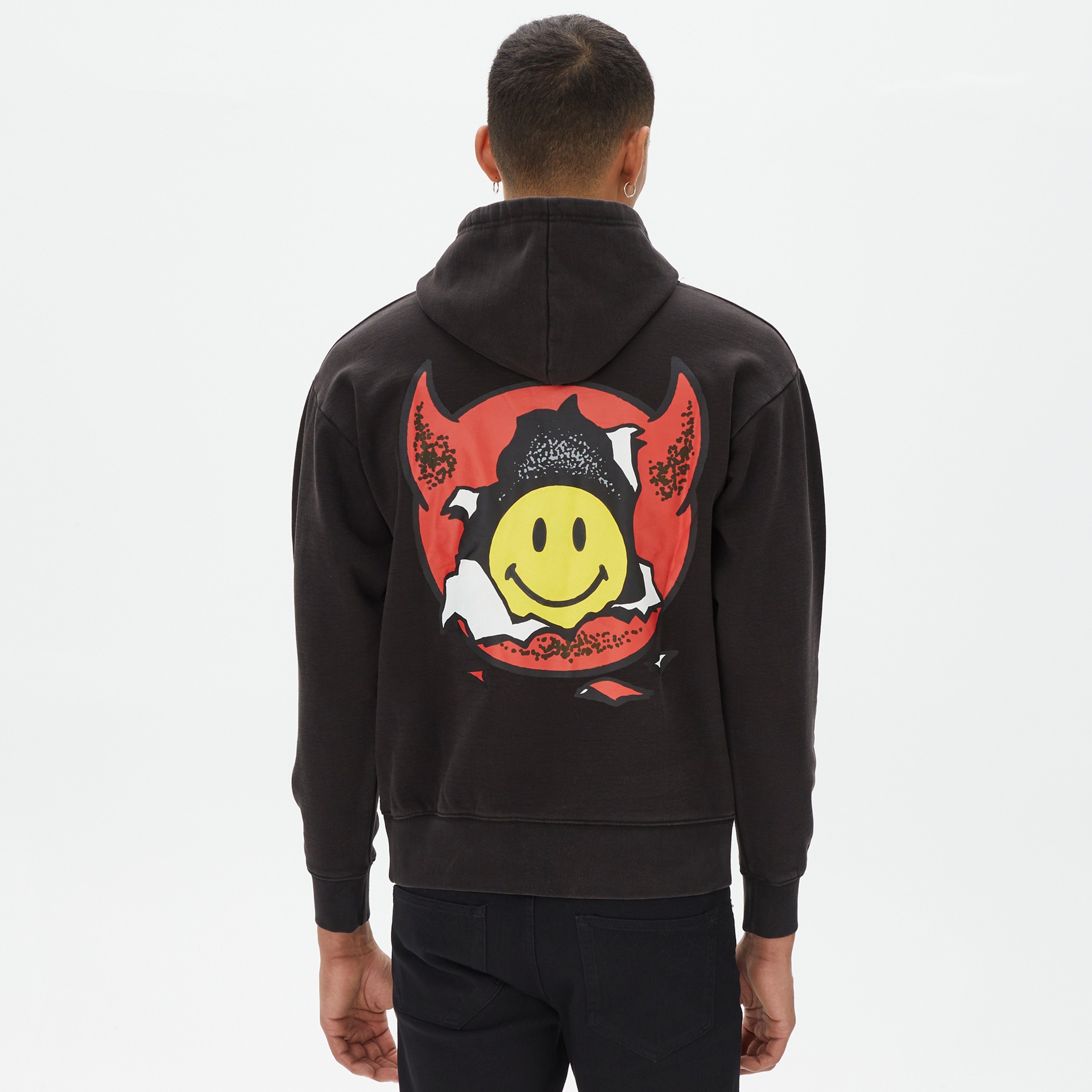 Market Smiley Inner Peace Pullover Erkek Siyah Hoodie