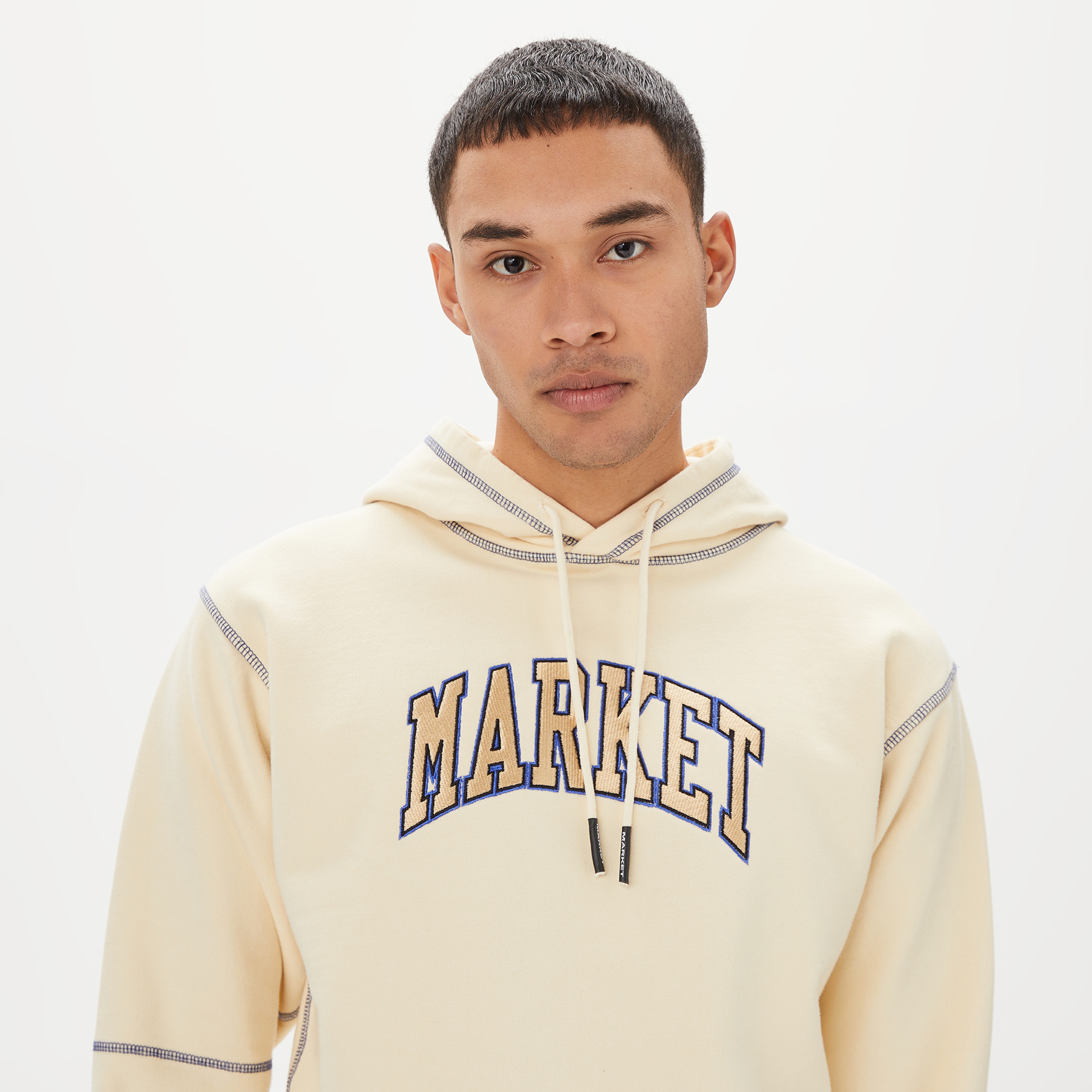 Market Triple Stitch Pullover Erkek Krem Hoodie