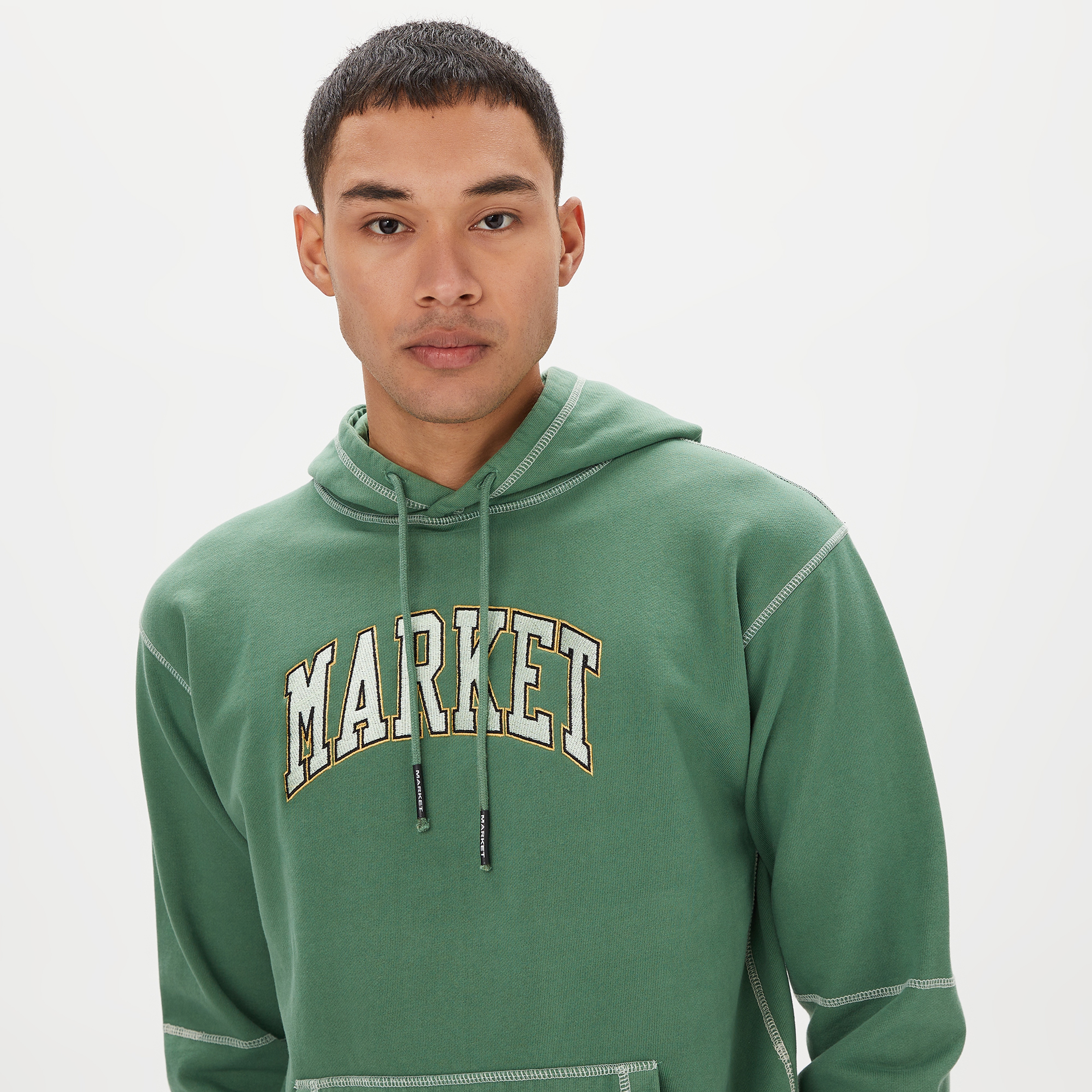 Market Triple Stitch Pullover Erkek Yeşil Hoodie