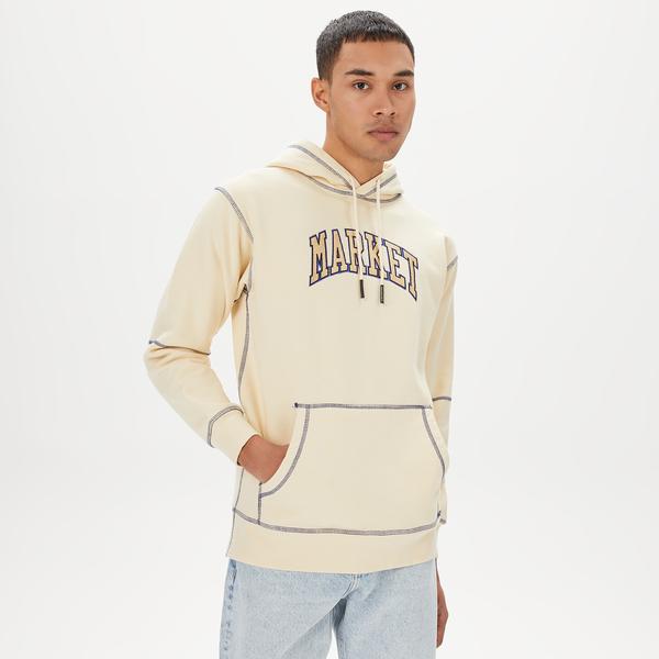Market Triple Stitch Pullover Erkek Krem Hoodie