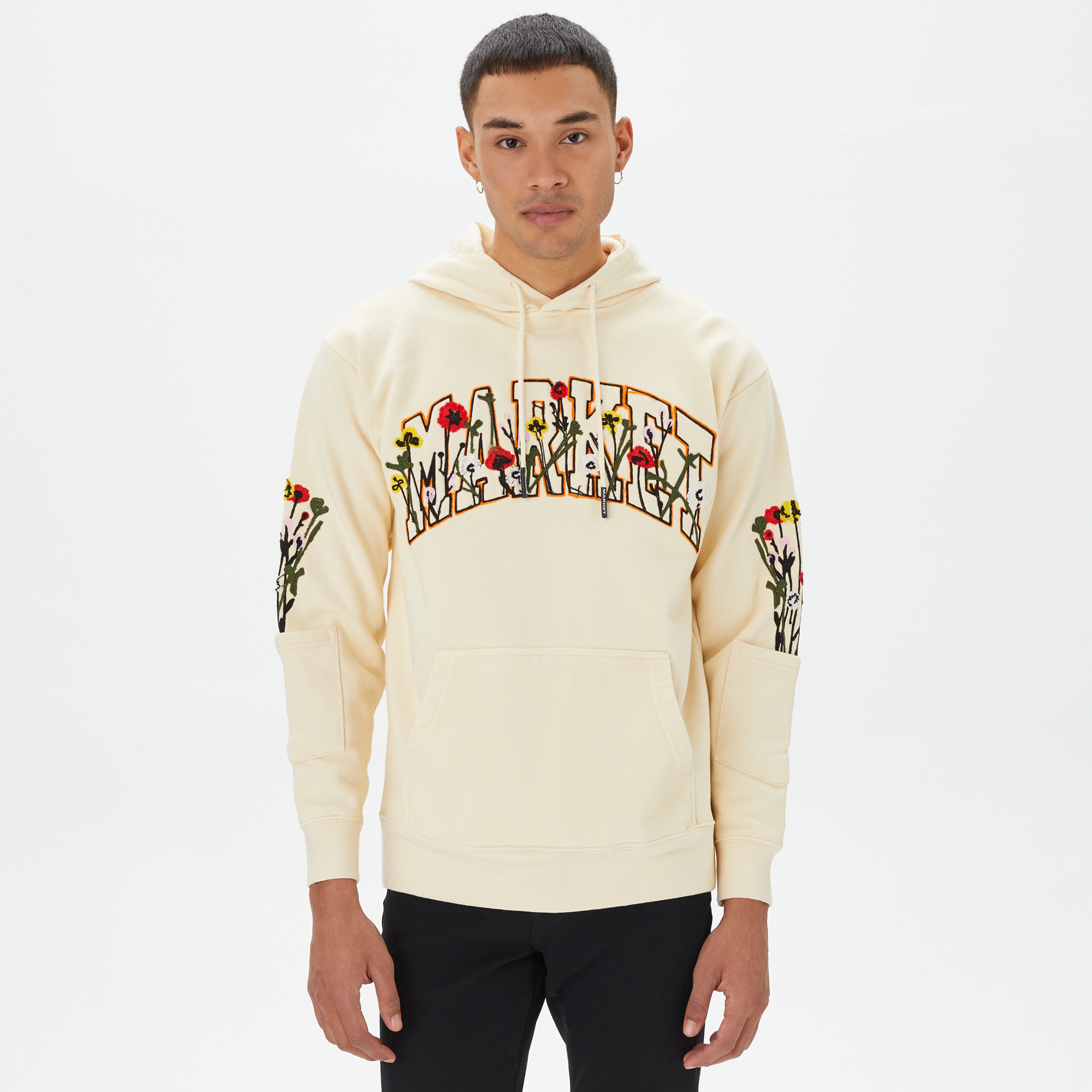 Market Bouquet Pullover Erkek Krem Hoodie