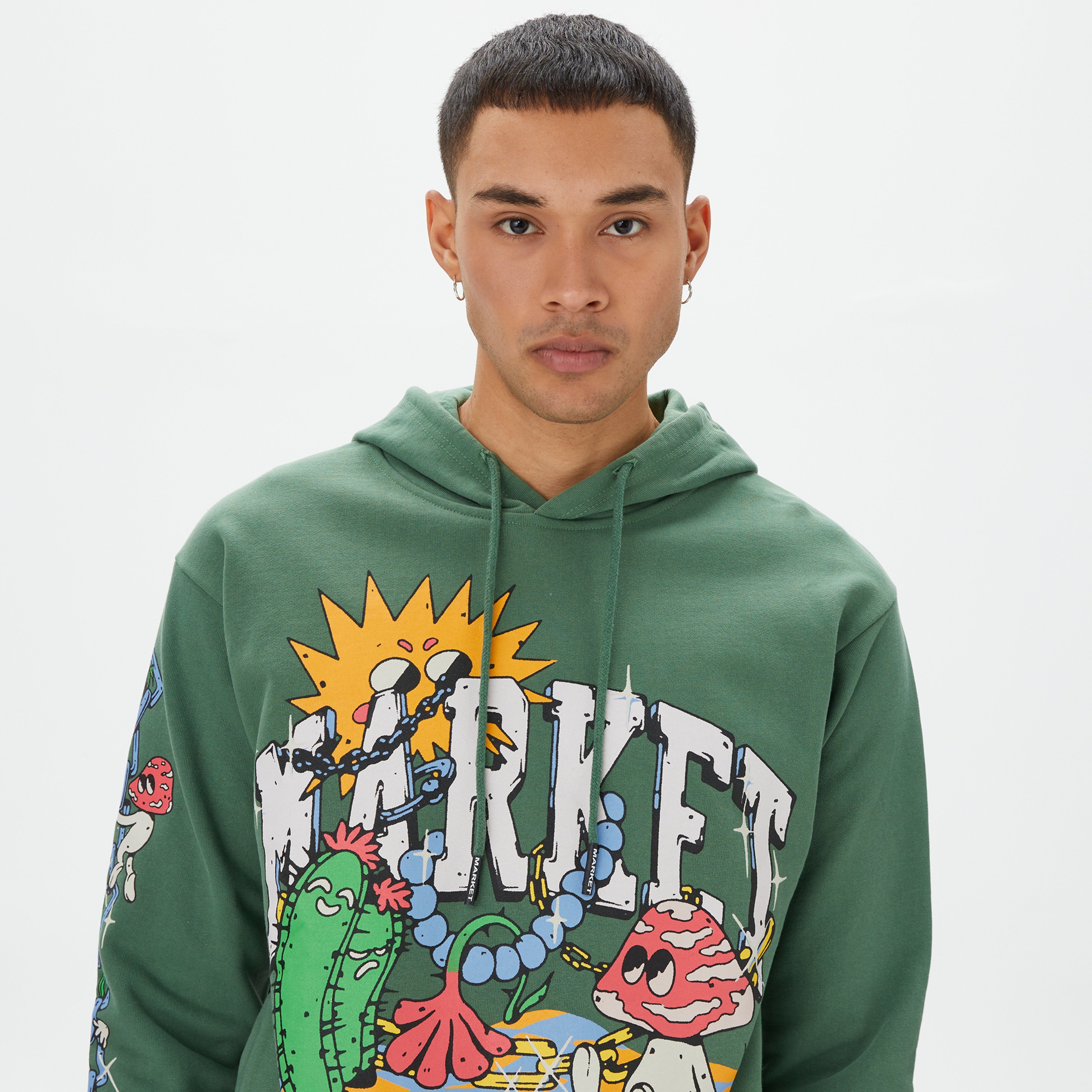 Market Fantasy Farm Pullover Erkek Yeşil Hoodie
