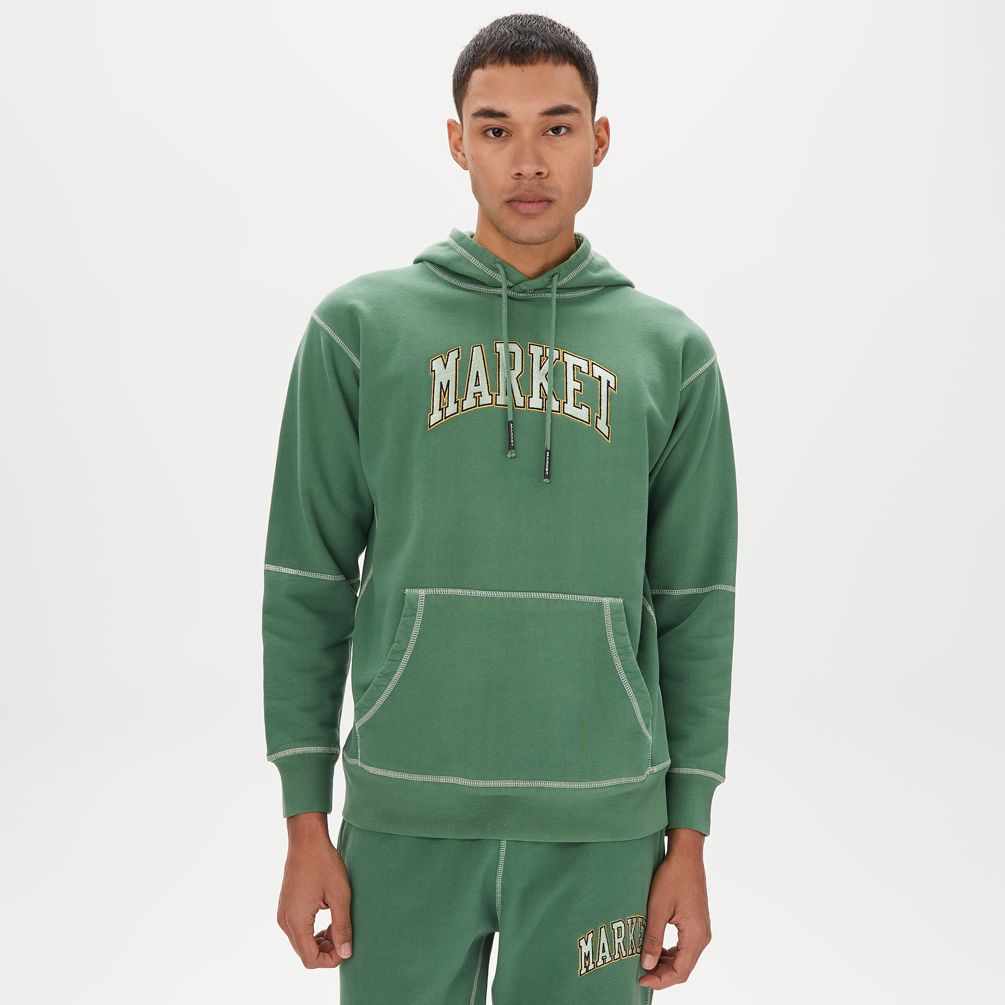 Market Triple Stitch Pullover Erkek Yeşil Hoodie