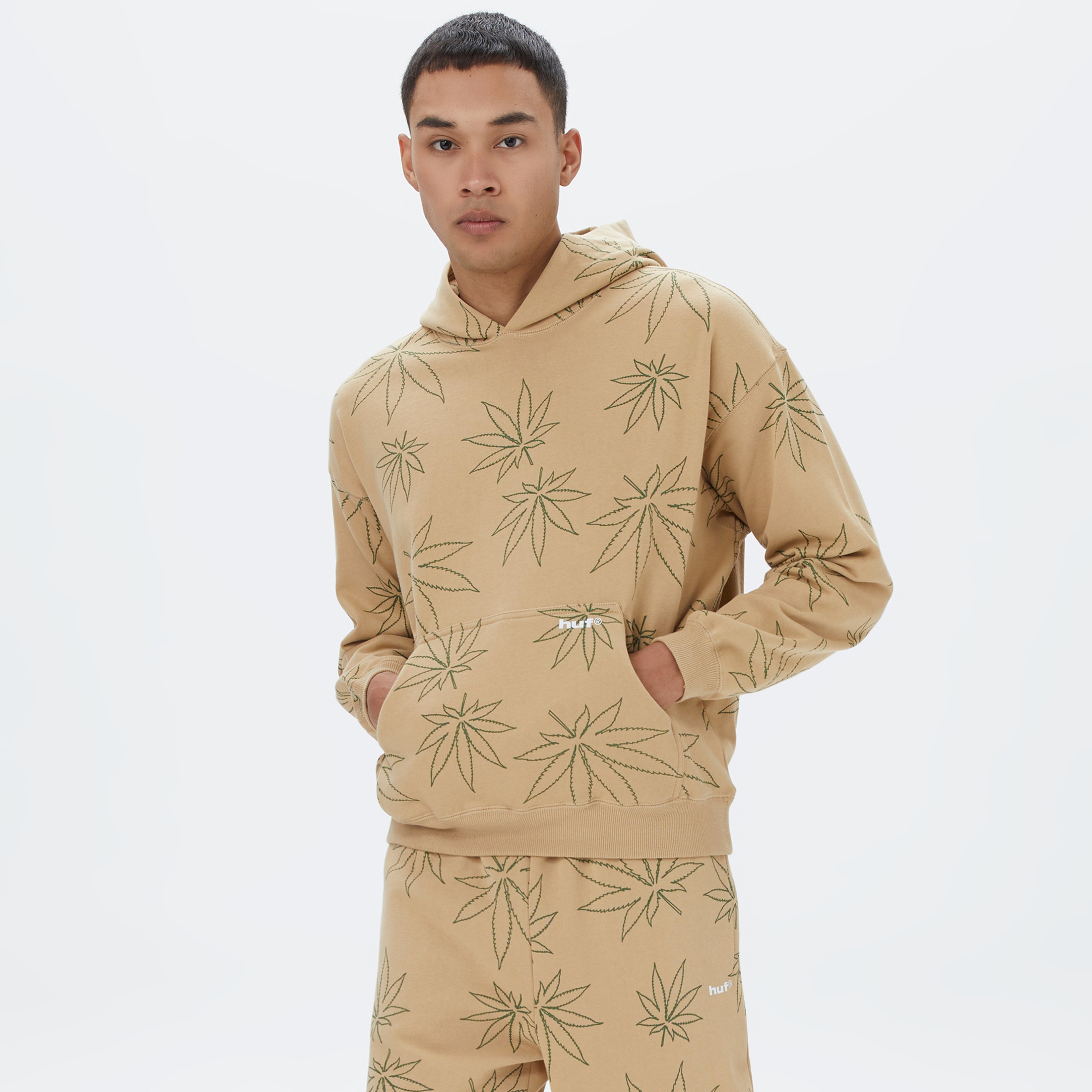 HUF Plantlife Erkek Bej Hoodie