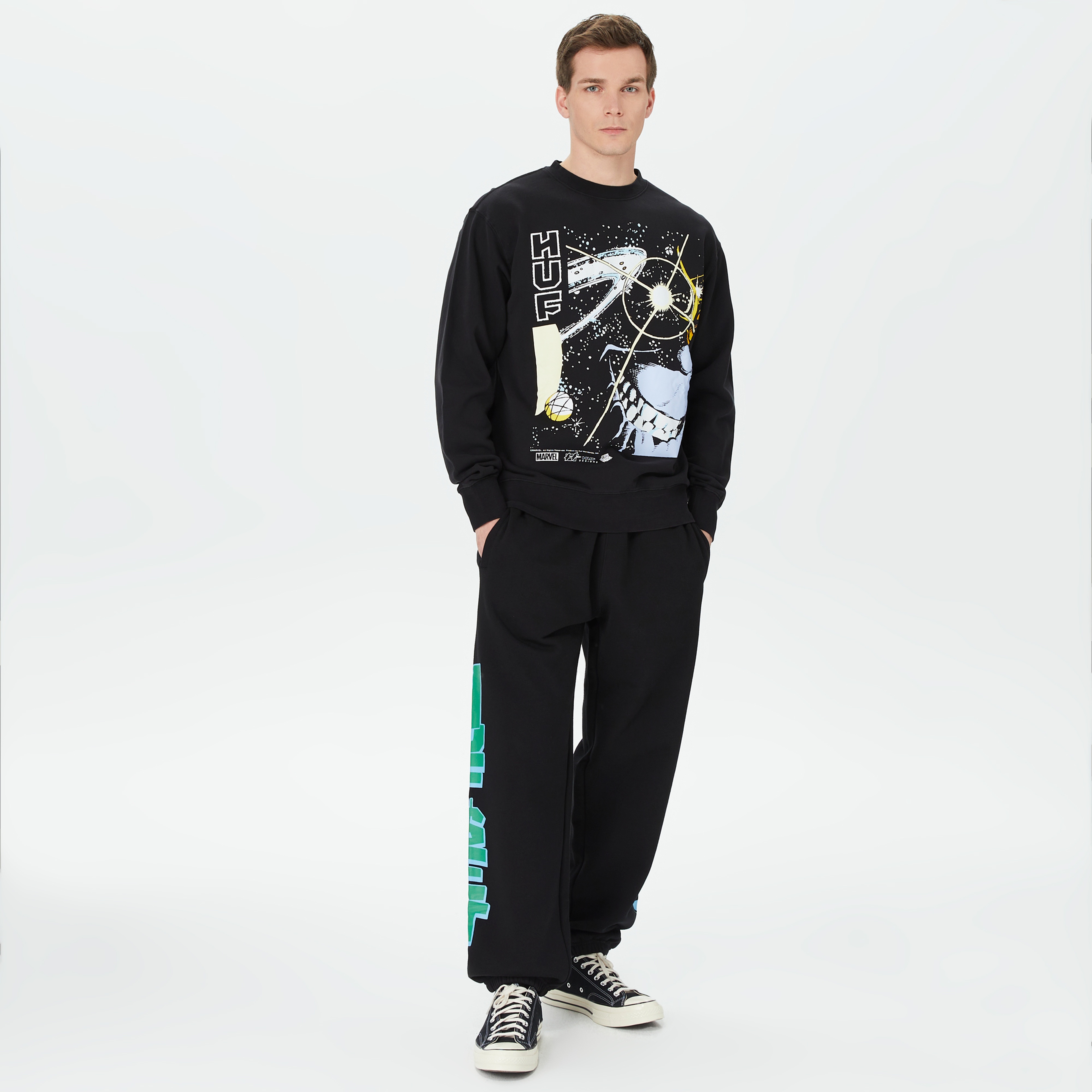 HUF Thanos Eye Washed Erkek Siyah Sweatshirt