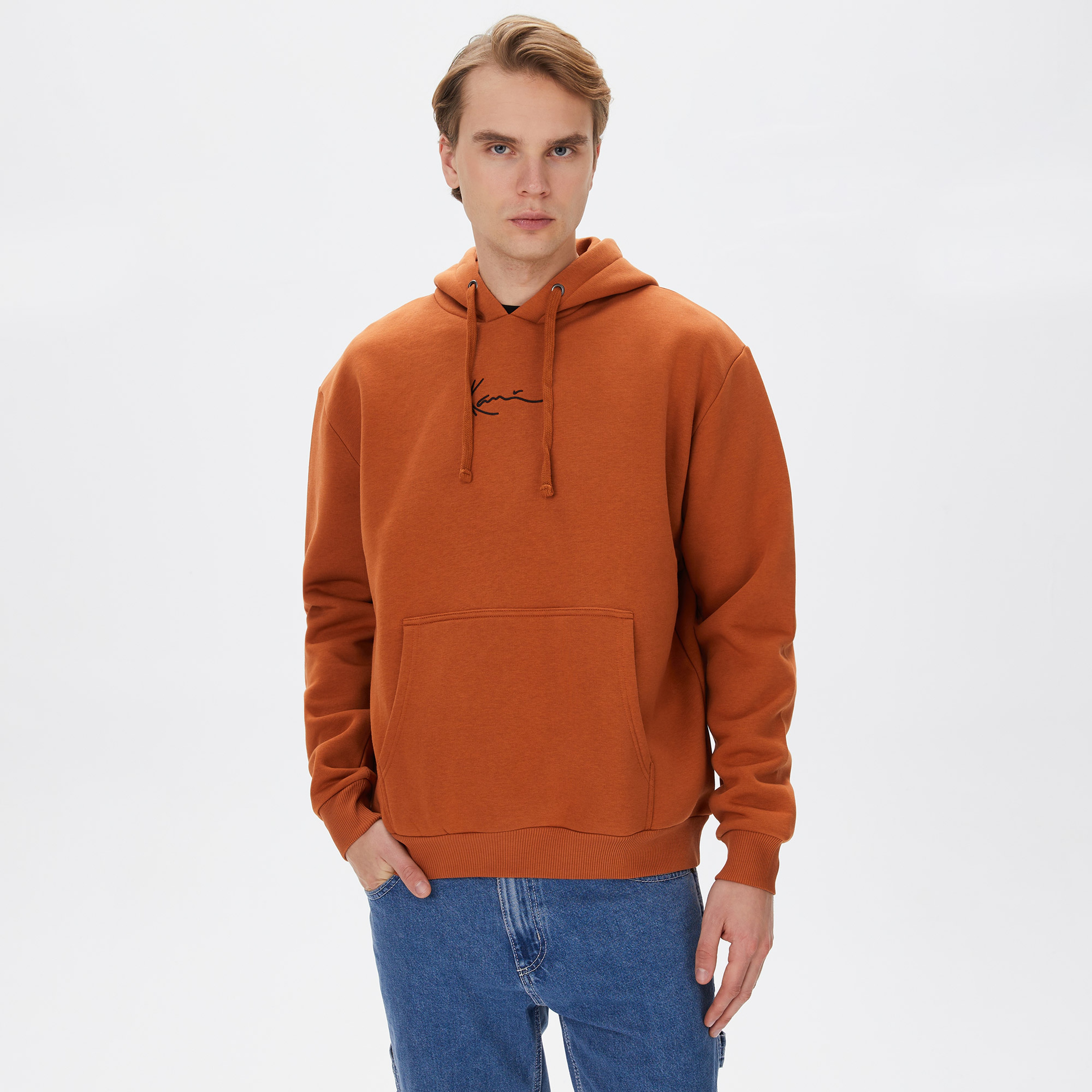 Karl Kani Small Signature Essential Erkek Kahverengi Hoodie
