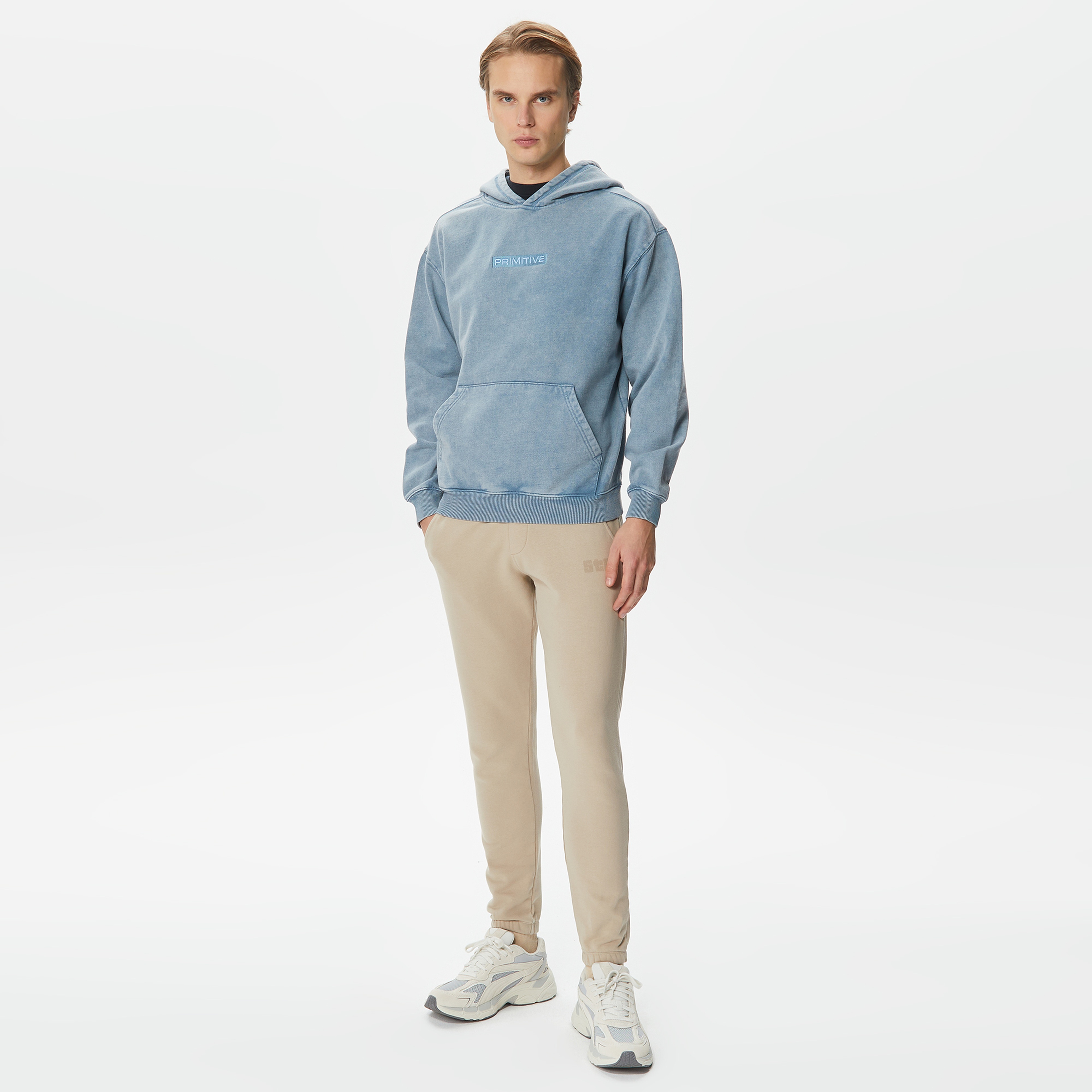 Primitive Euro Vintage Erkek Mavi Hoodie